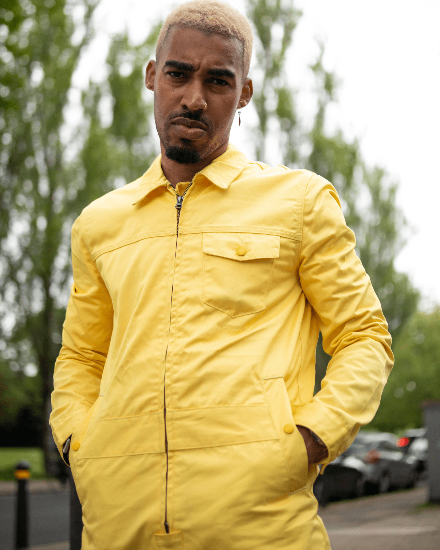 Collared Zip Overall Sherbet Yellow