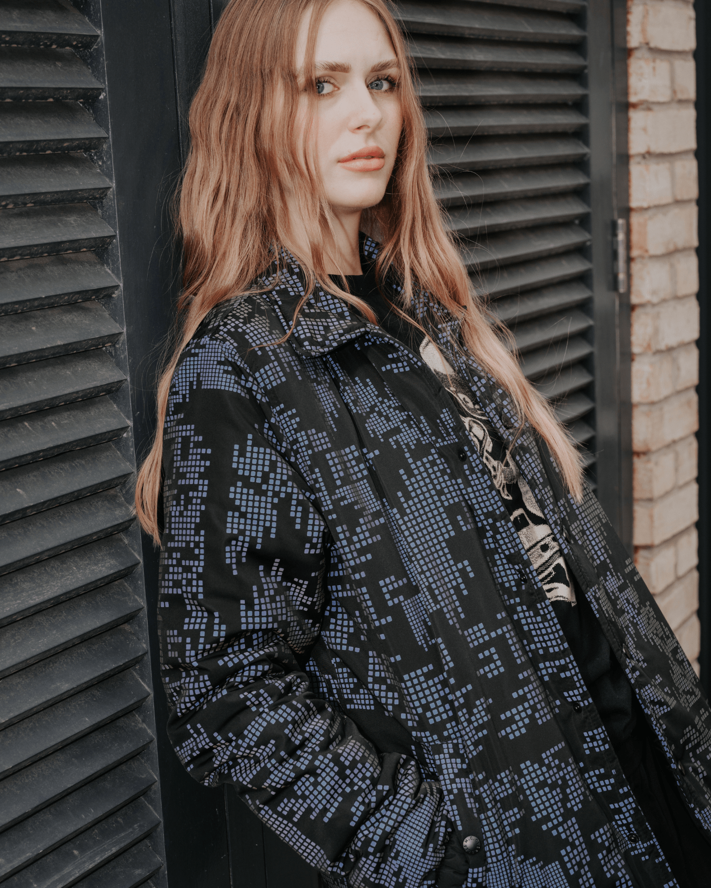 Reflective Printed Puffer Coach Jacket Black