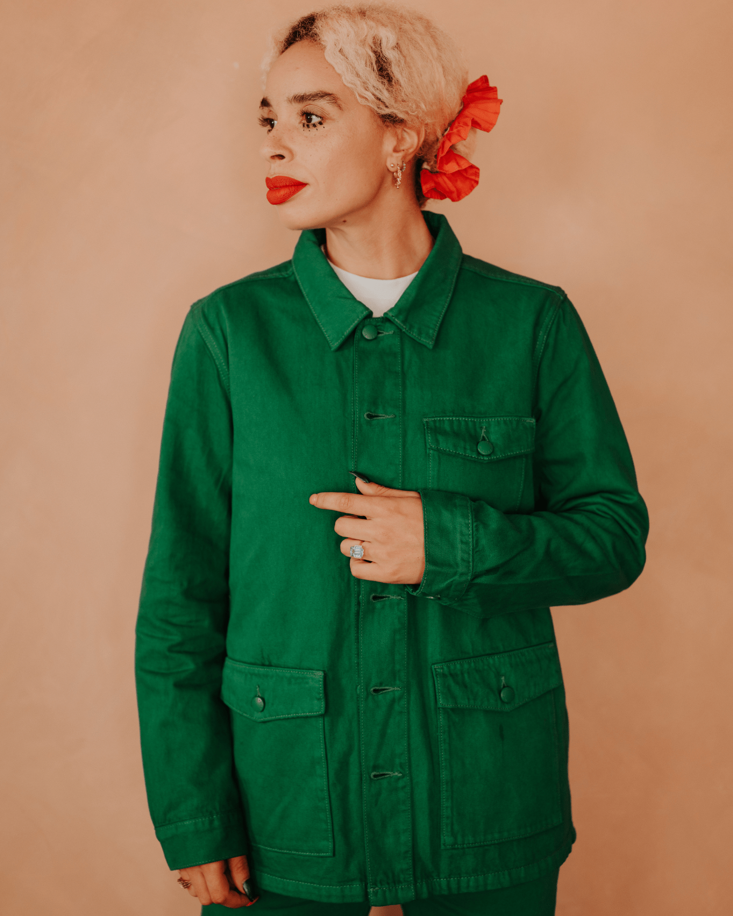 Relaxed Denim Work Jacket Green