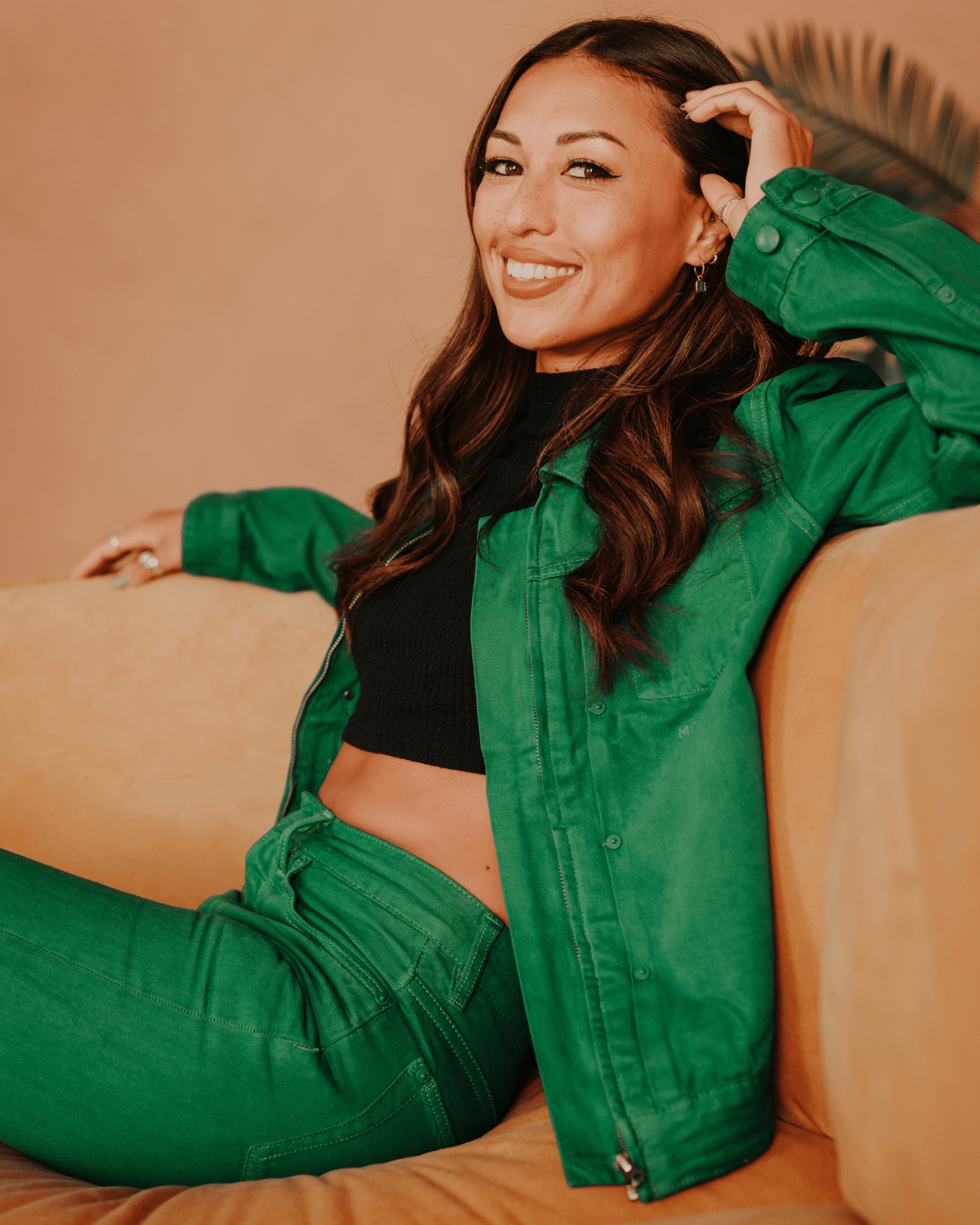 Classic Fit Denim Zip Jacket Green
