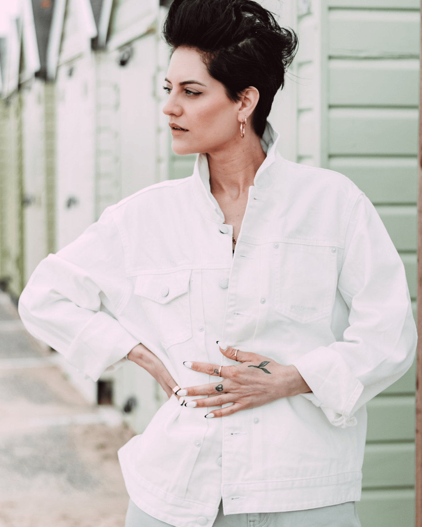 Denim Battle Jacket Ivory