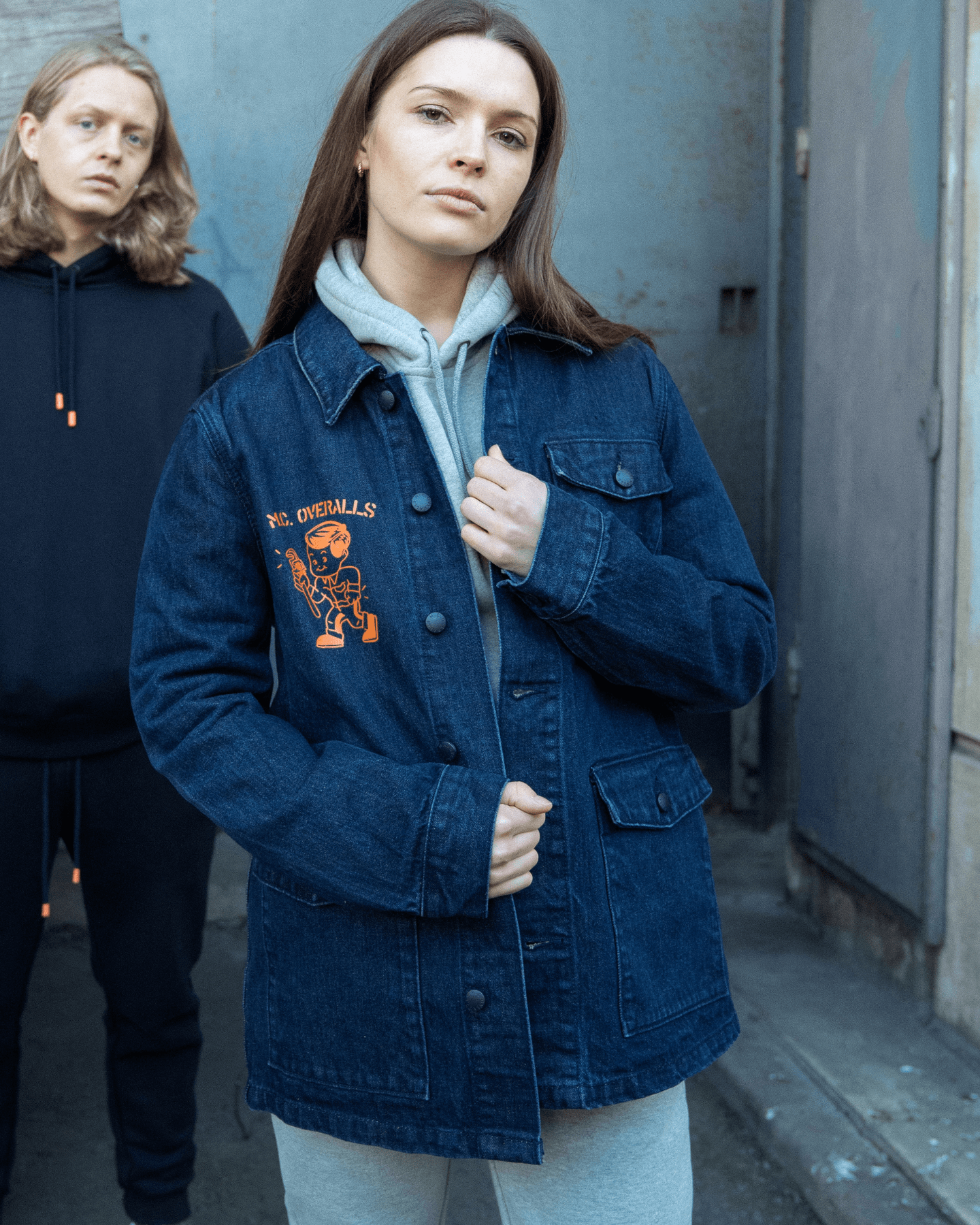Spanner Boy Relaxed Work Jacket Indigo Wash (Orange Print)