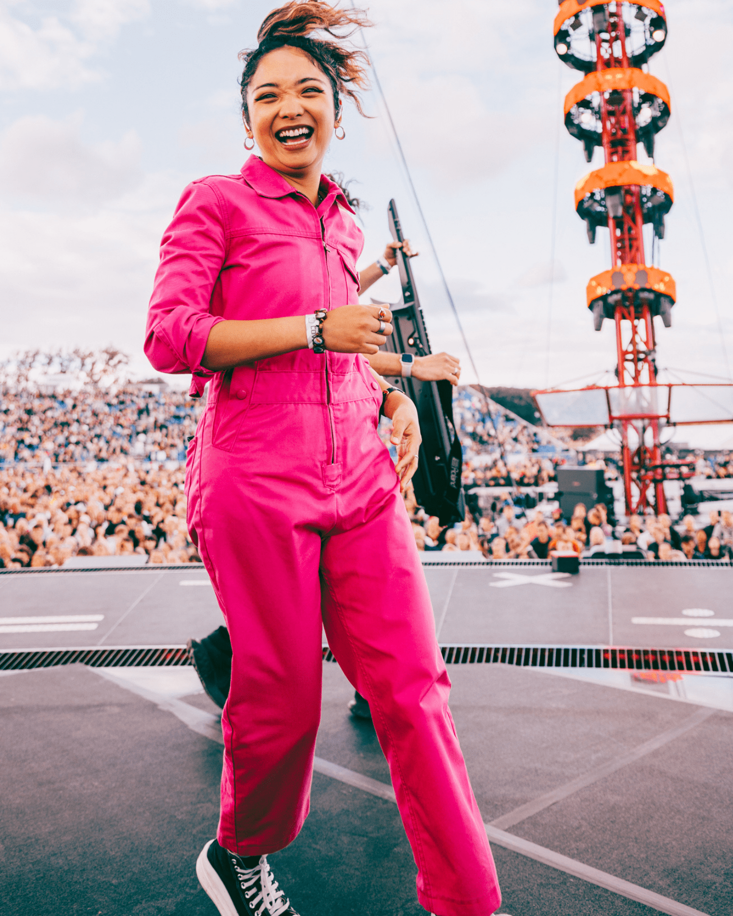 Collared Zip Overall Fuchsia