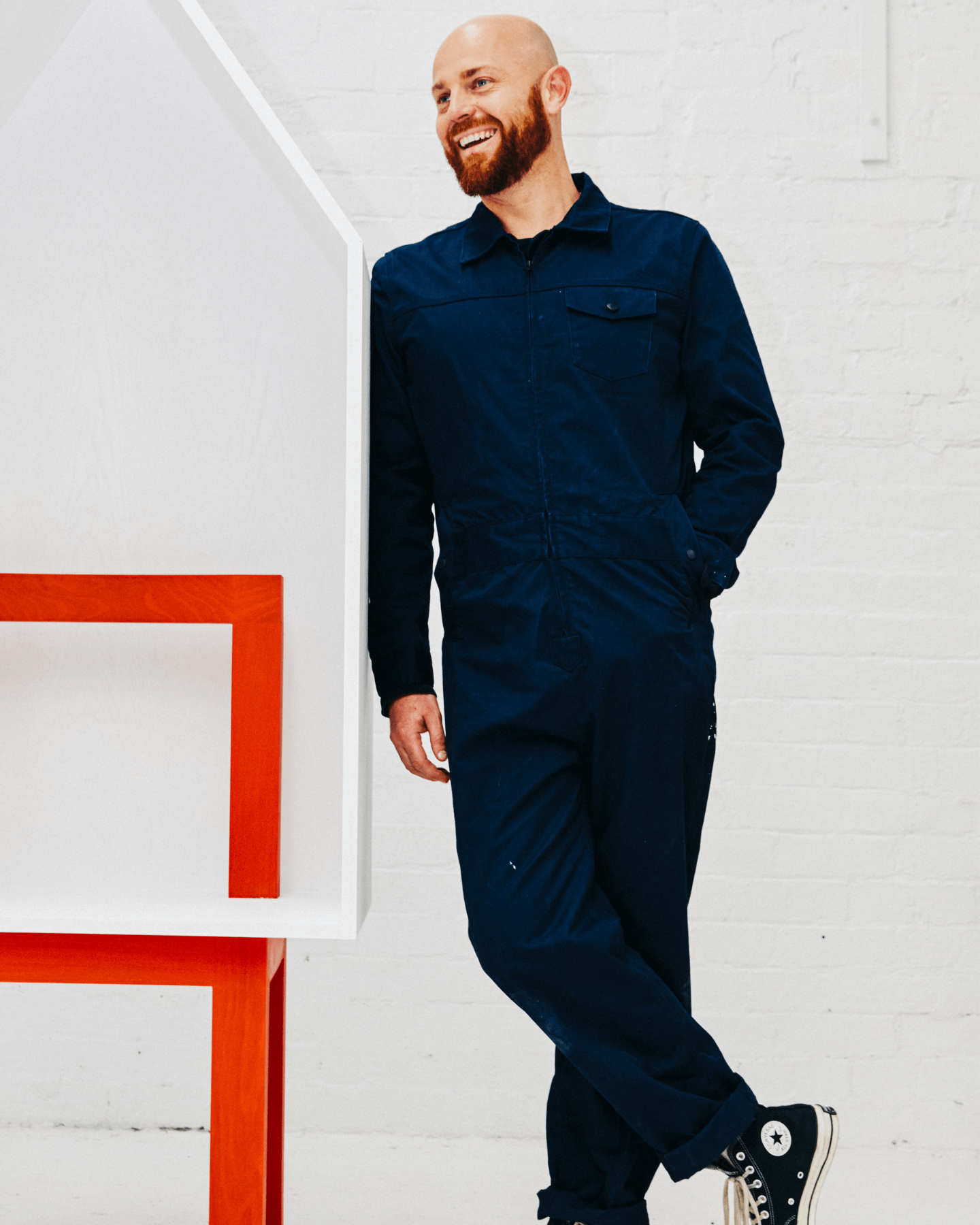Collared Zip Overall Navy