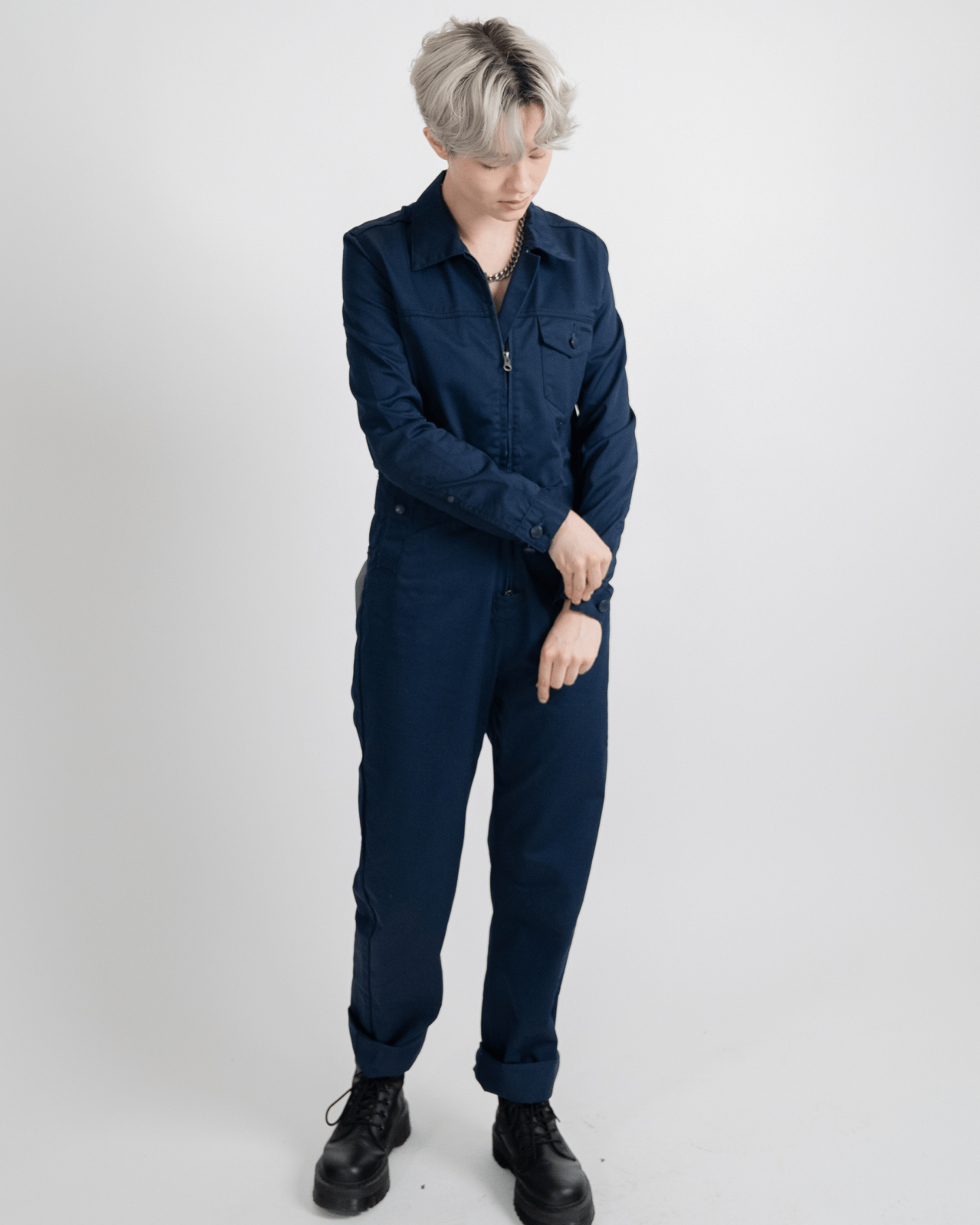 Collared Zip Overall Navy