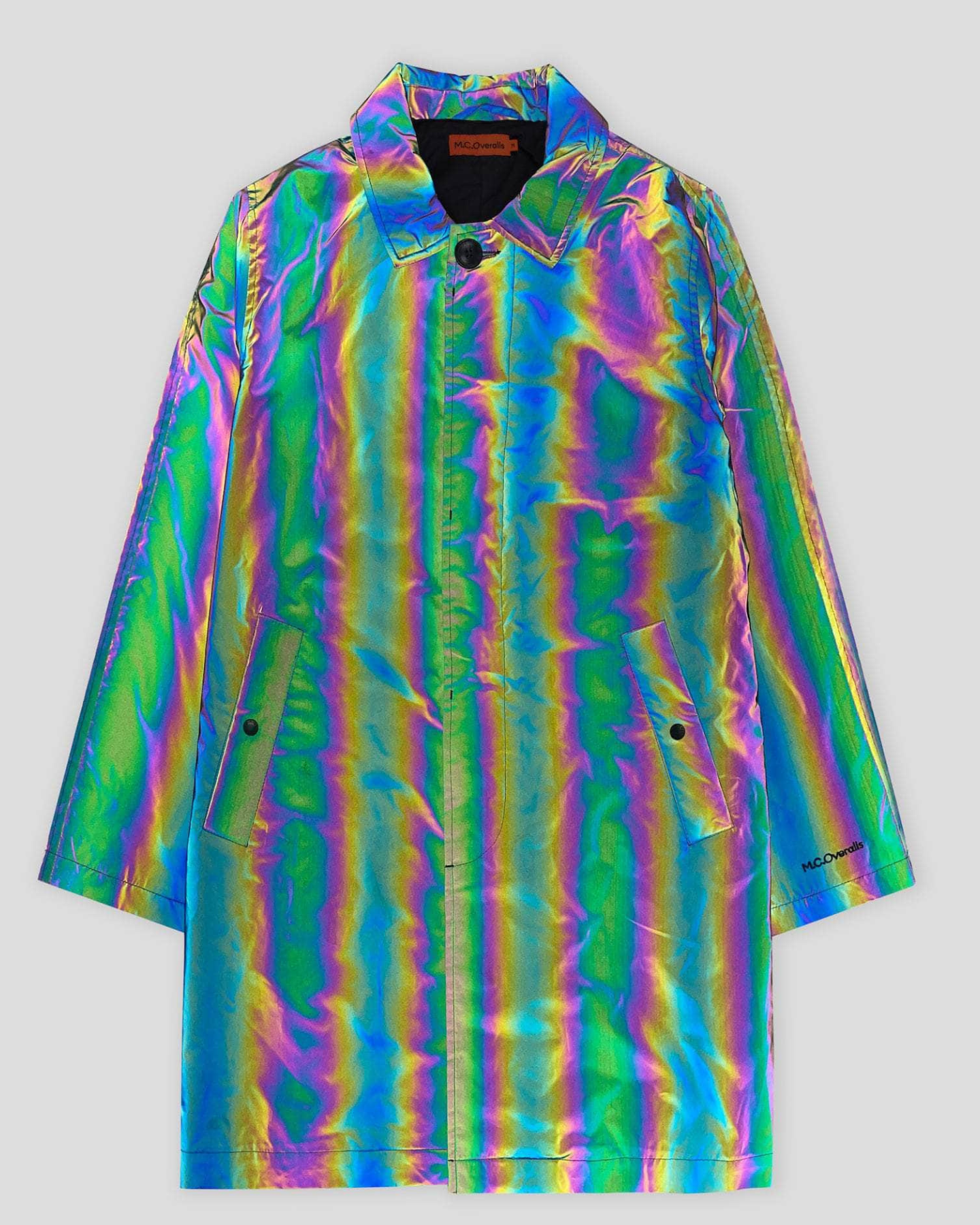 Reflective Single Breasted Mac Coat Dark Grey