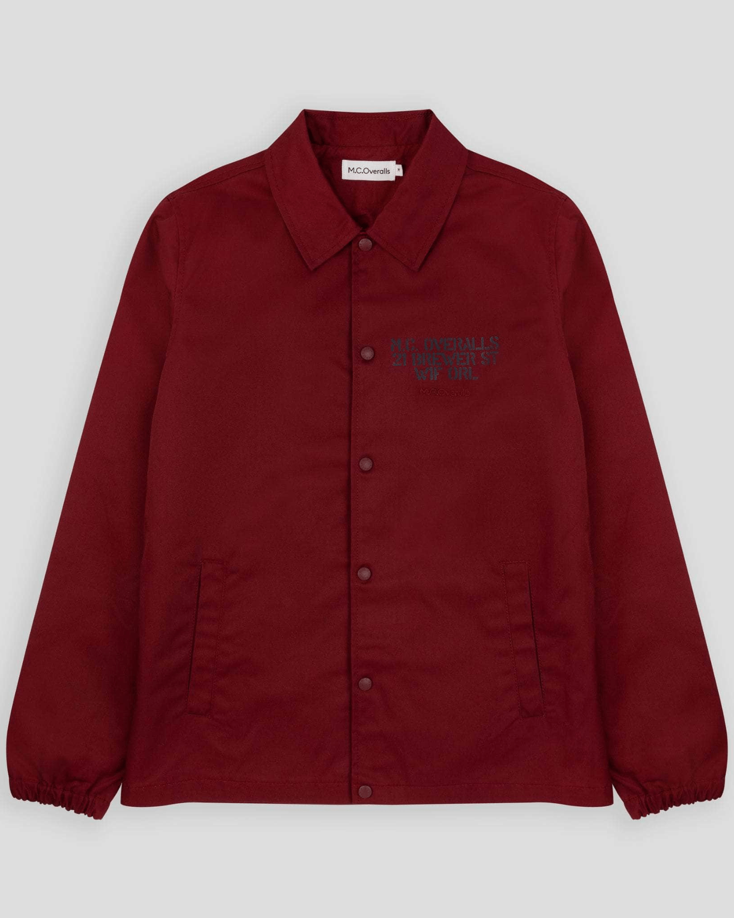 Spanner Boy Fitted Coach Jacket Burgundy (Navy Print)