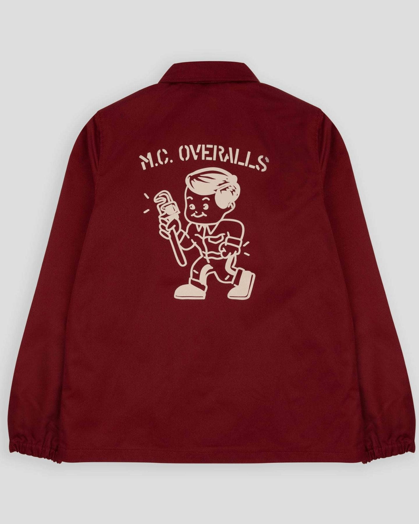 Spanner Boy Fitted Coach Jacket Burgundy (Oatmeal Print)