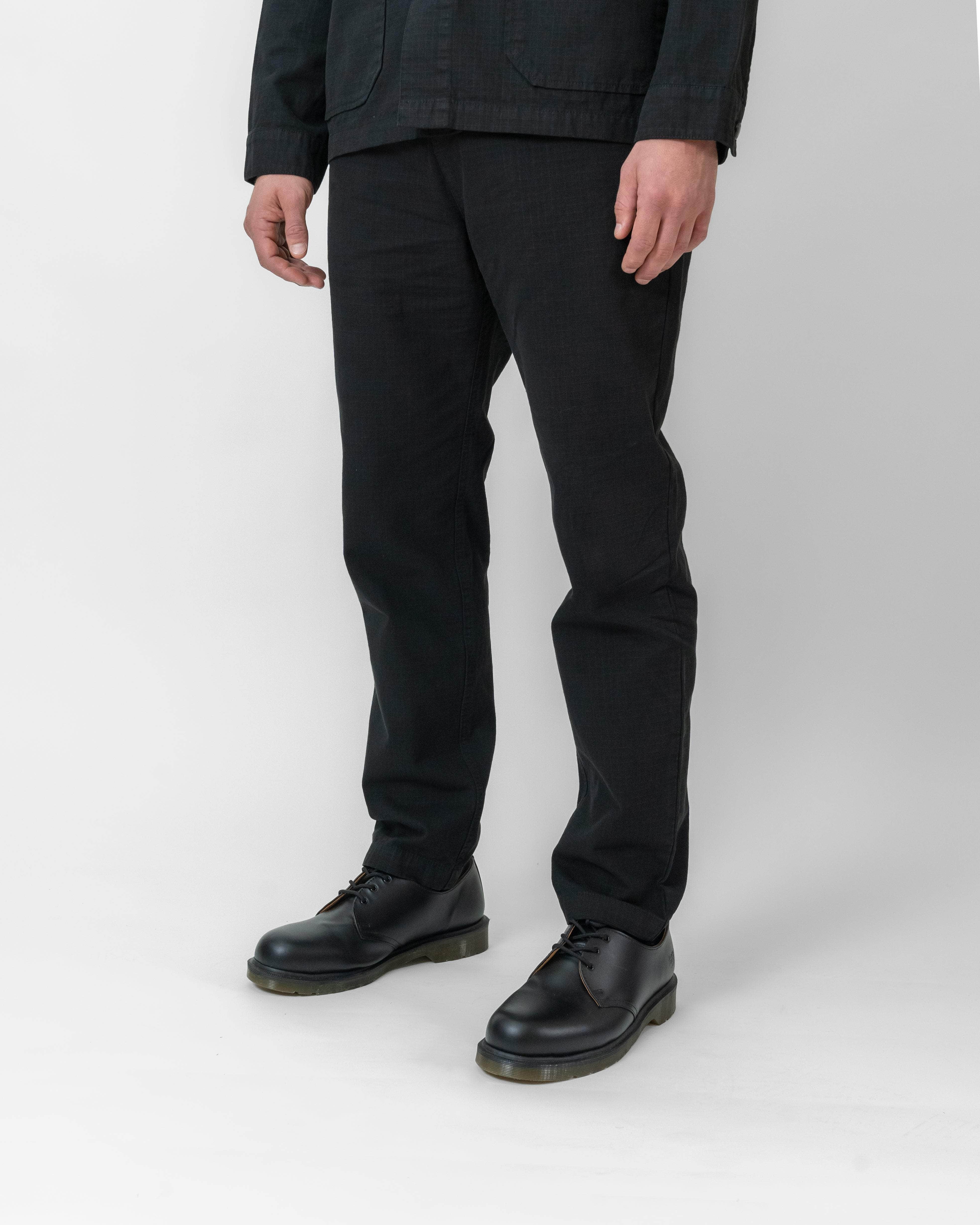 Relaxed-Fit Ripstop Trousers Black