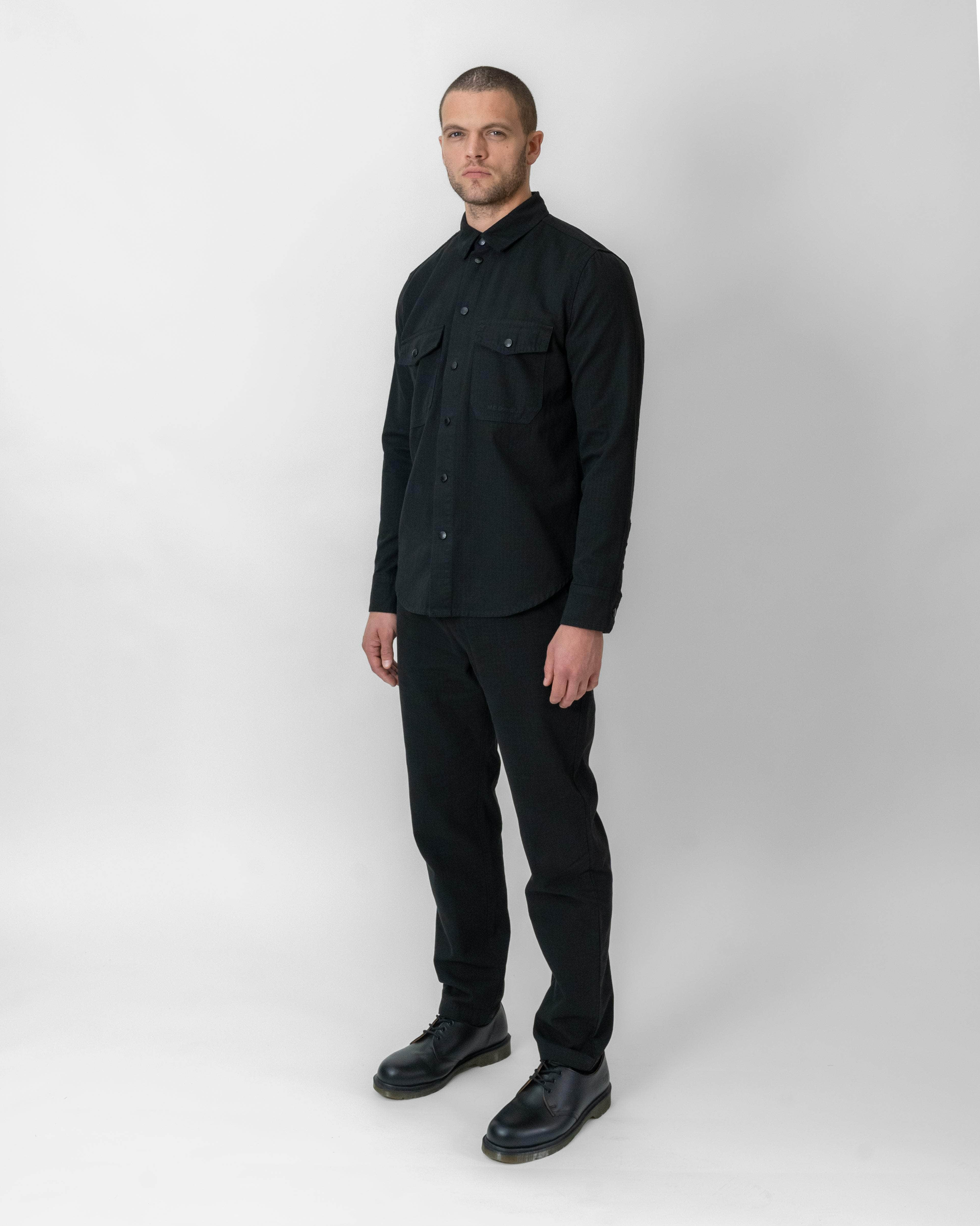 Ripstop Double Pocket Snap Shirt Black