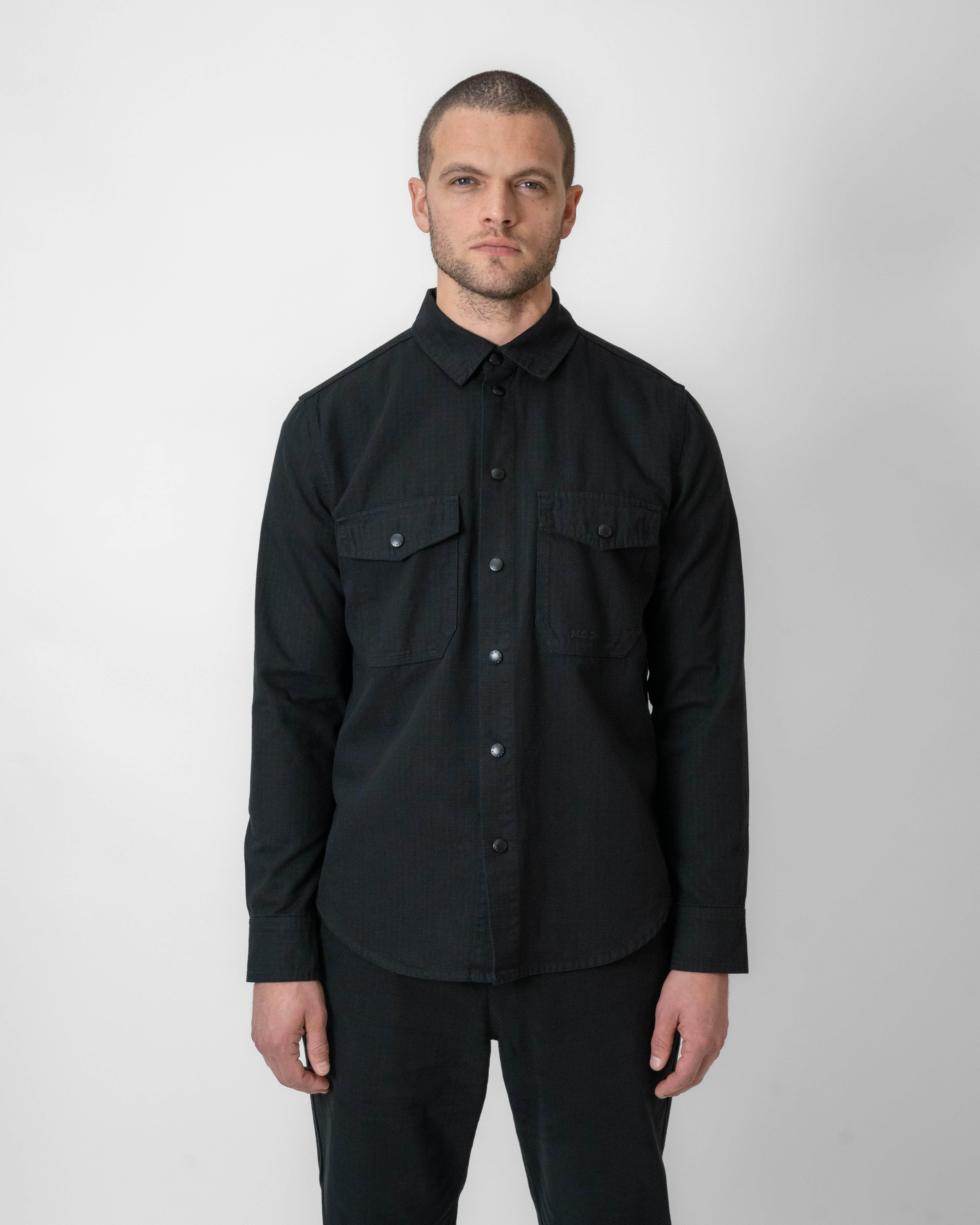 Ripstop Double Pocket Snap Shirt Black