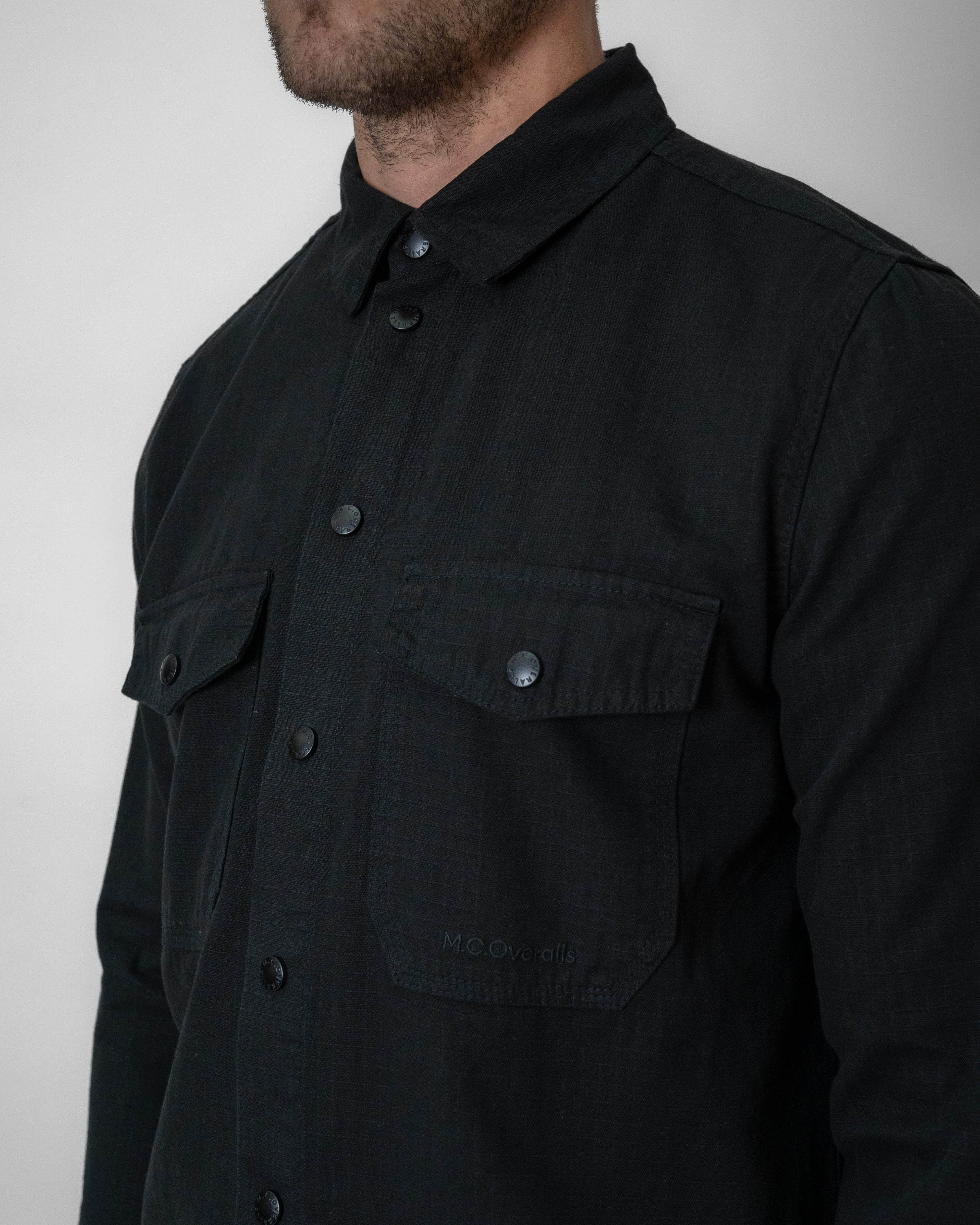 Ripstop Double Pocket Snap Shirt Black