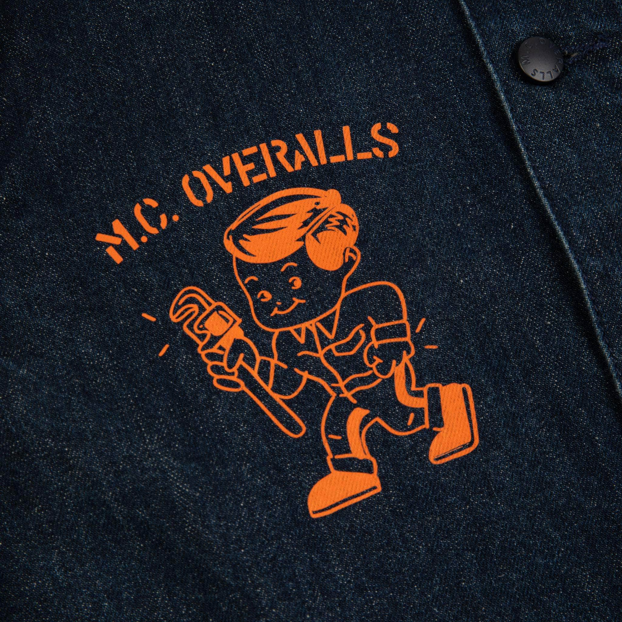 Spanner Boy Relaxed Work Jacket Indigo Wash (Orange Print)