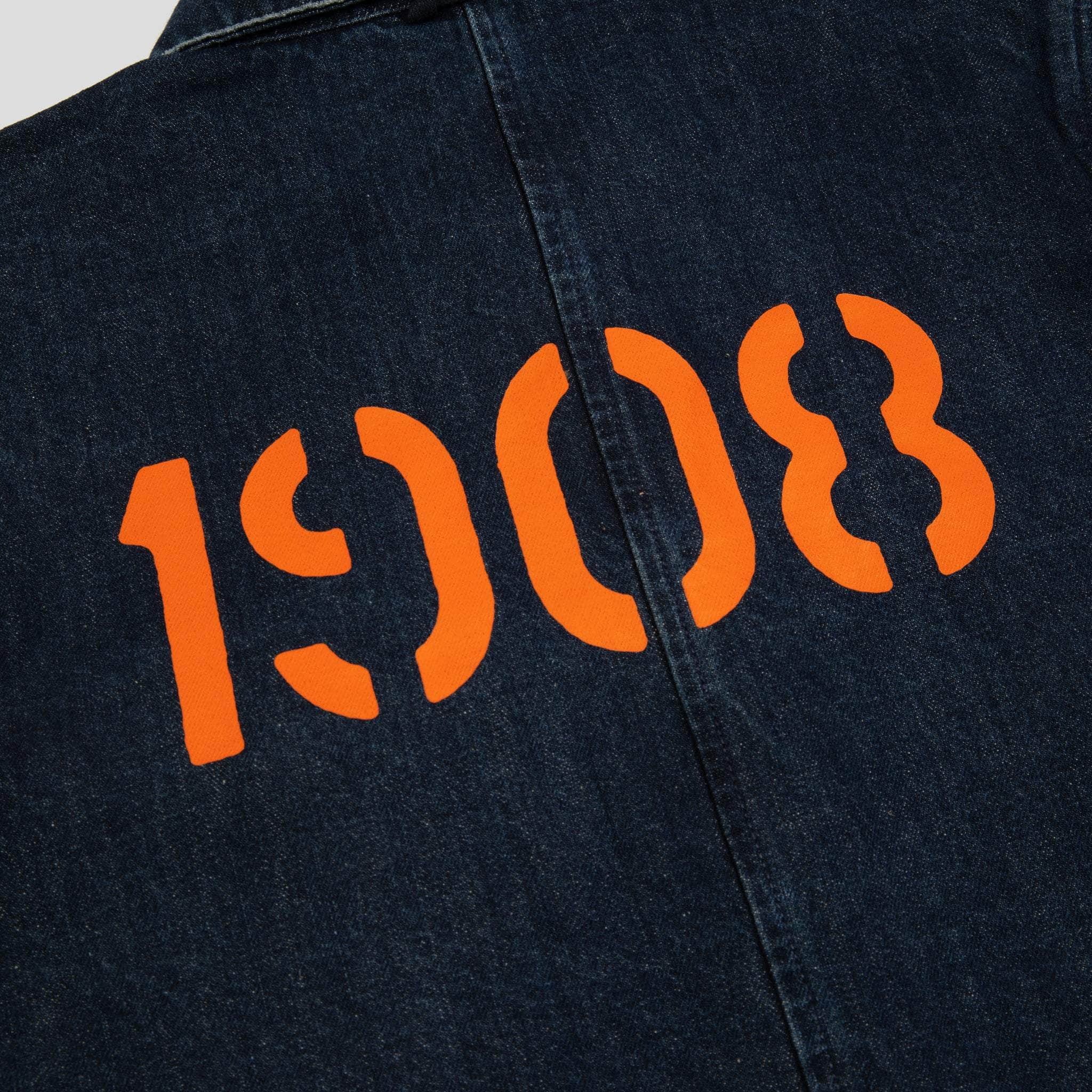 Spanner Boy Relaxed Work Jacket Indigo Wash (Orange Print)
