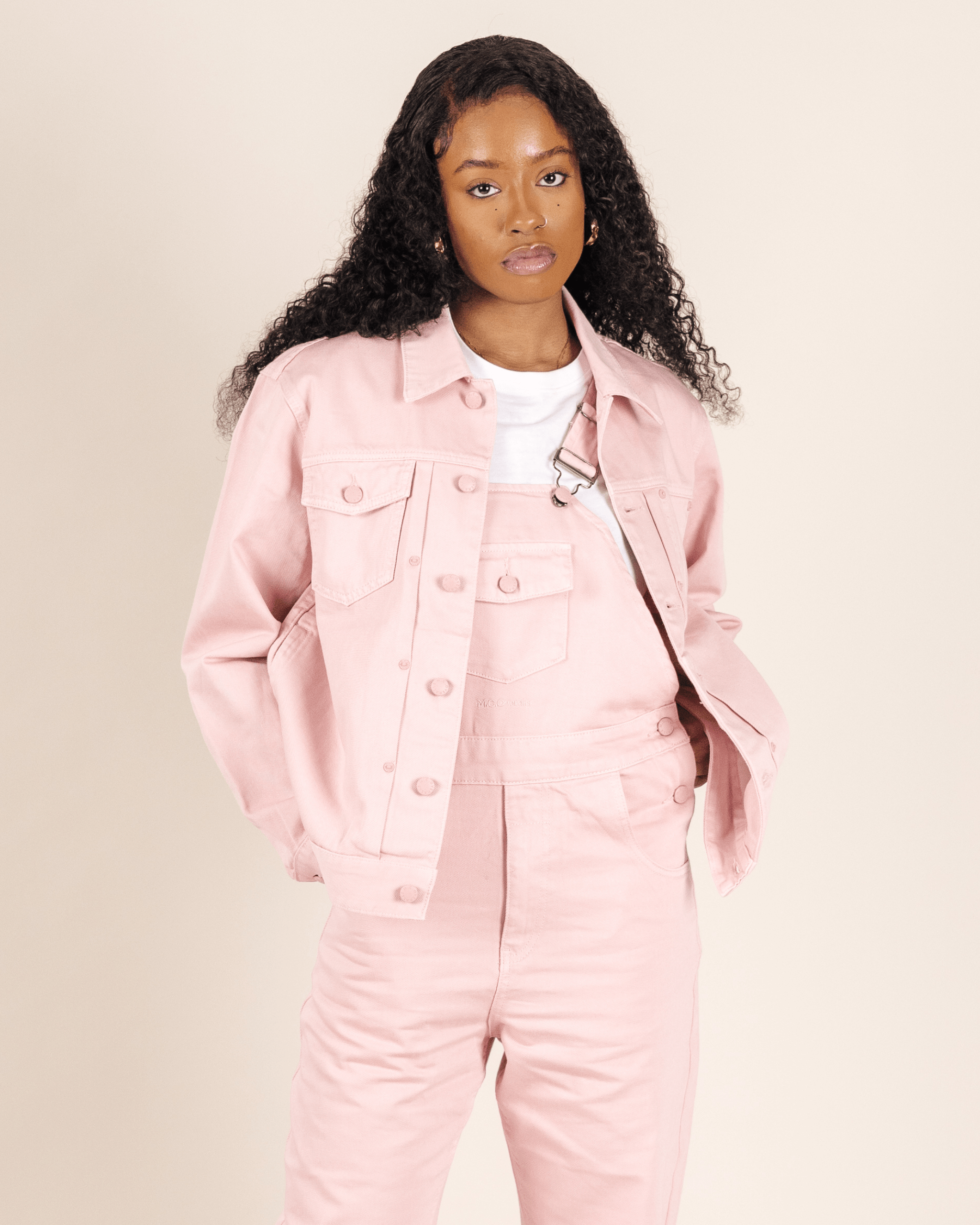 Pink plus size denim jacket online