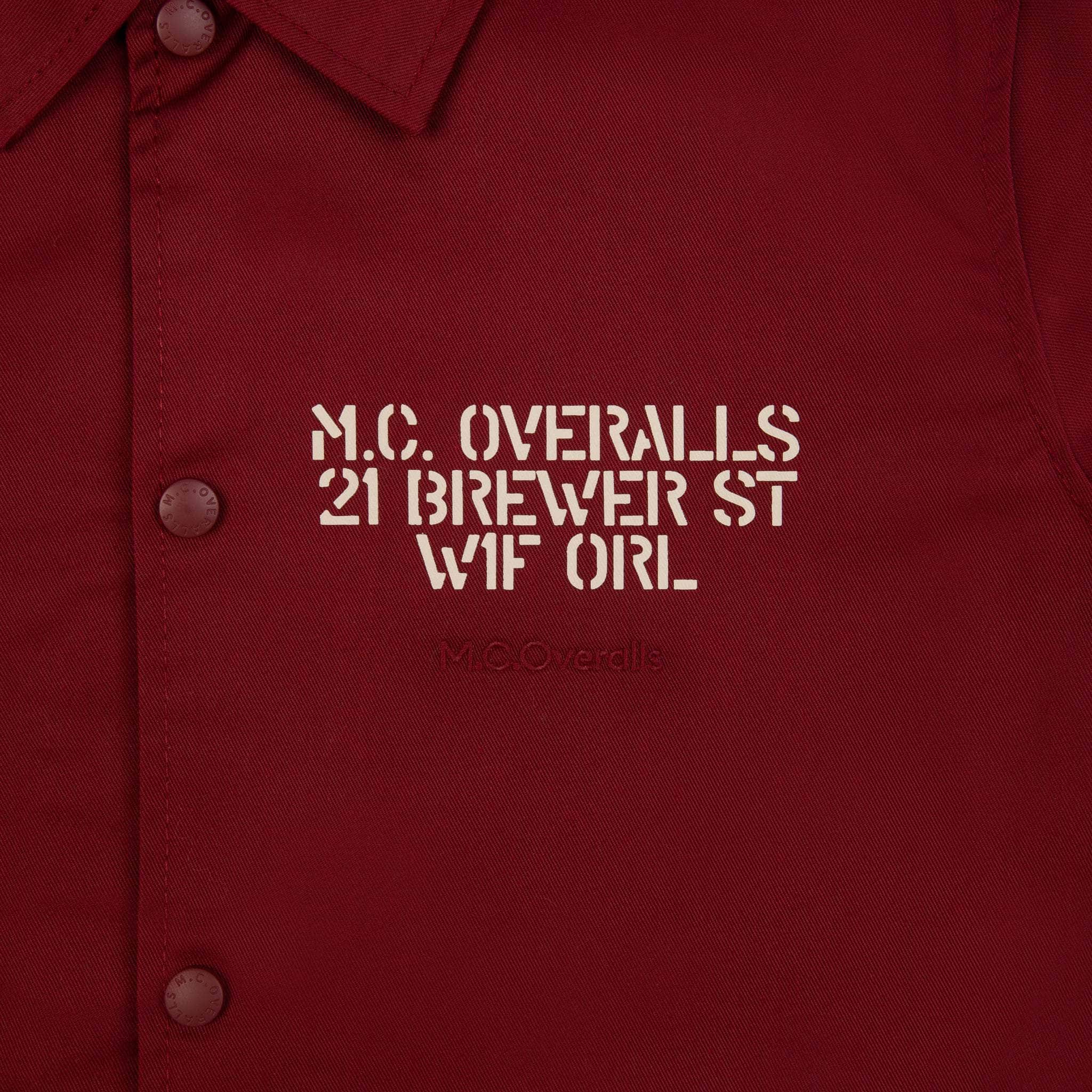 Spanner Boy Fitted Coach Jacket Burgundy (Oatmeal Print)