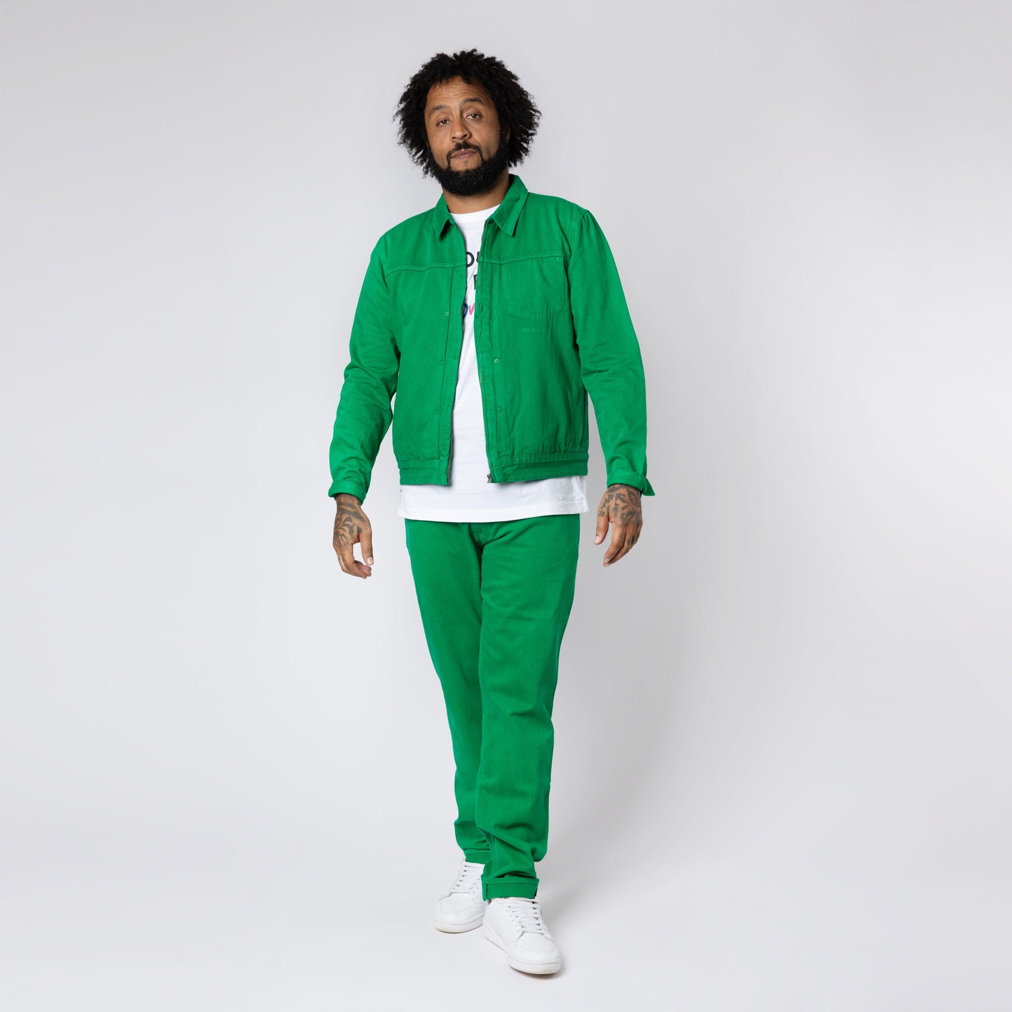 Classic Fit Denim Zip Jacket Green