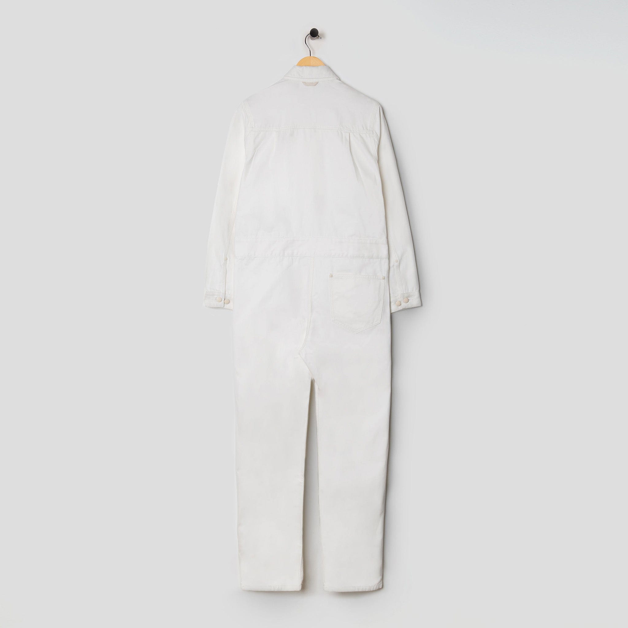 Denim Collared Zip Overall White