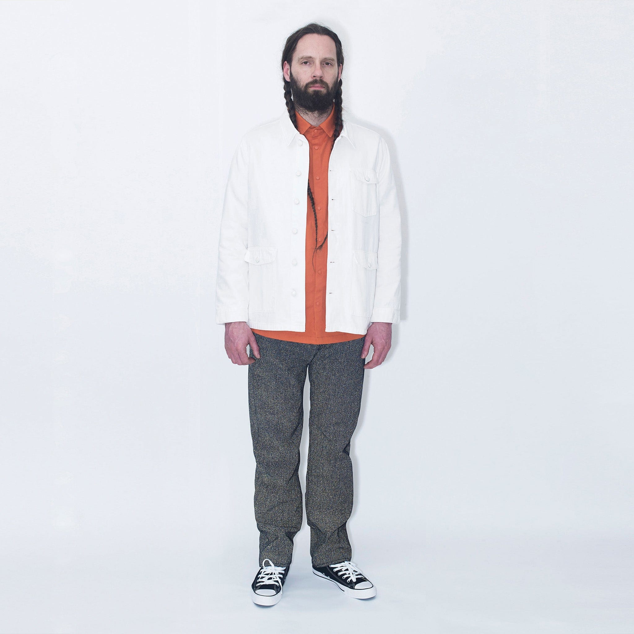 Relaxed Denim Work Jacket White