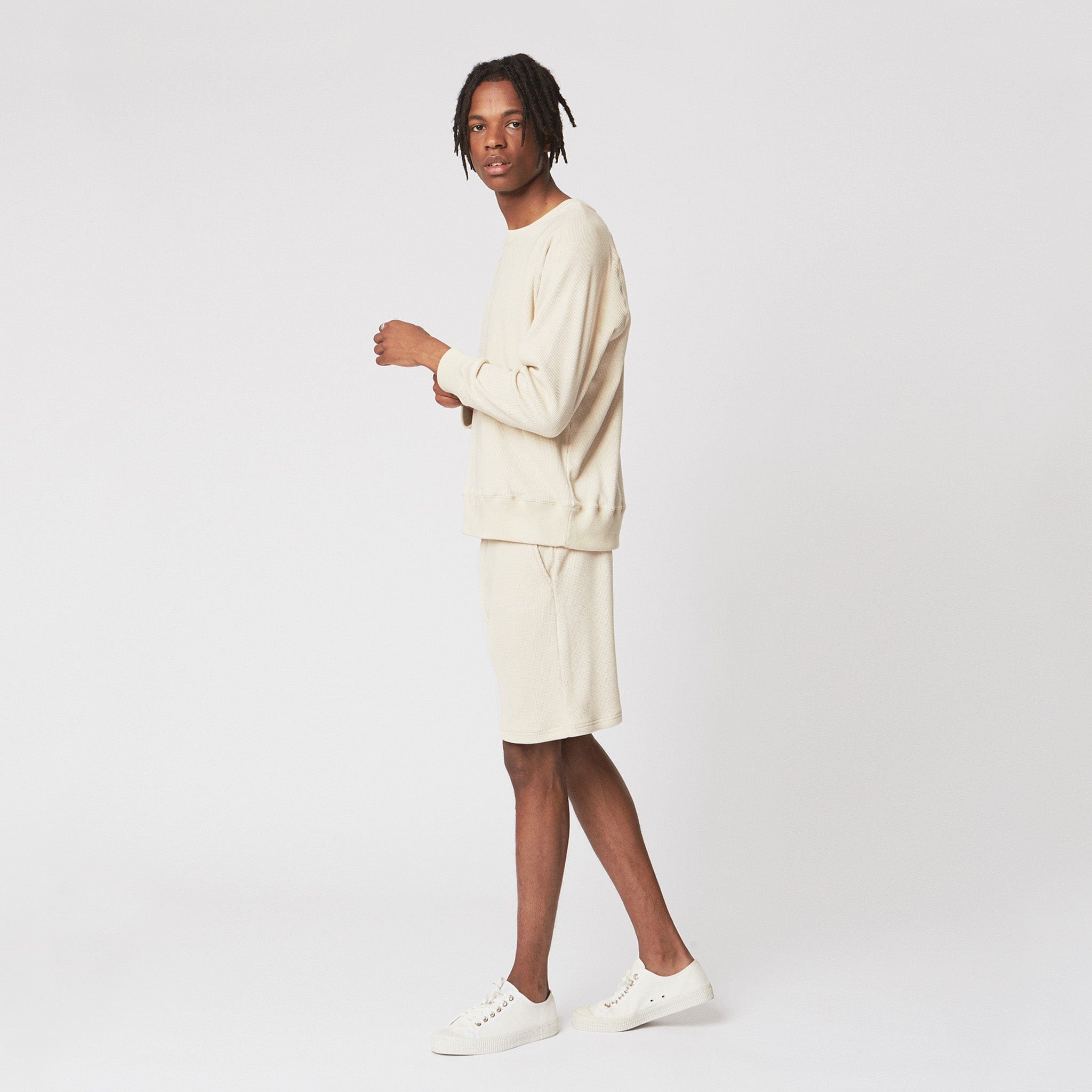 Double Waffle Jersey Sweatshirt Oatmeal