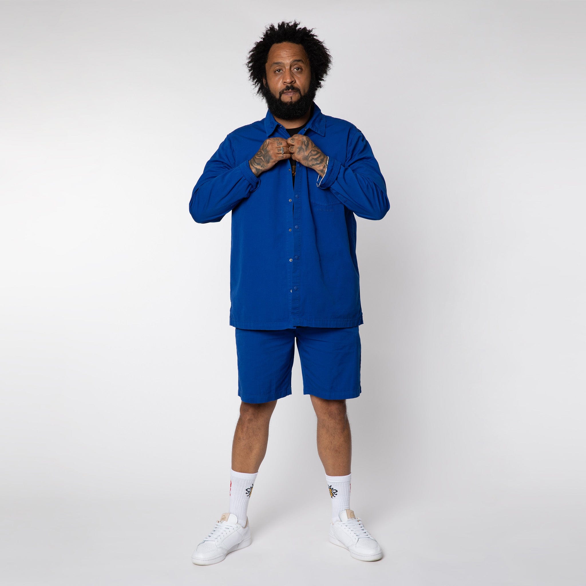 Lightweight Cotton Snap Shirt Royal Blue