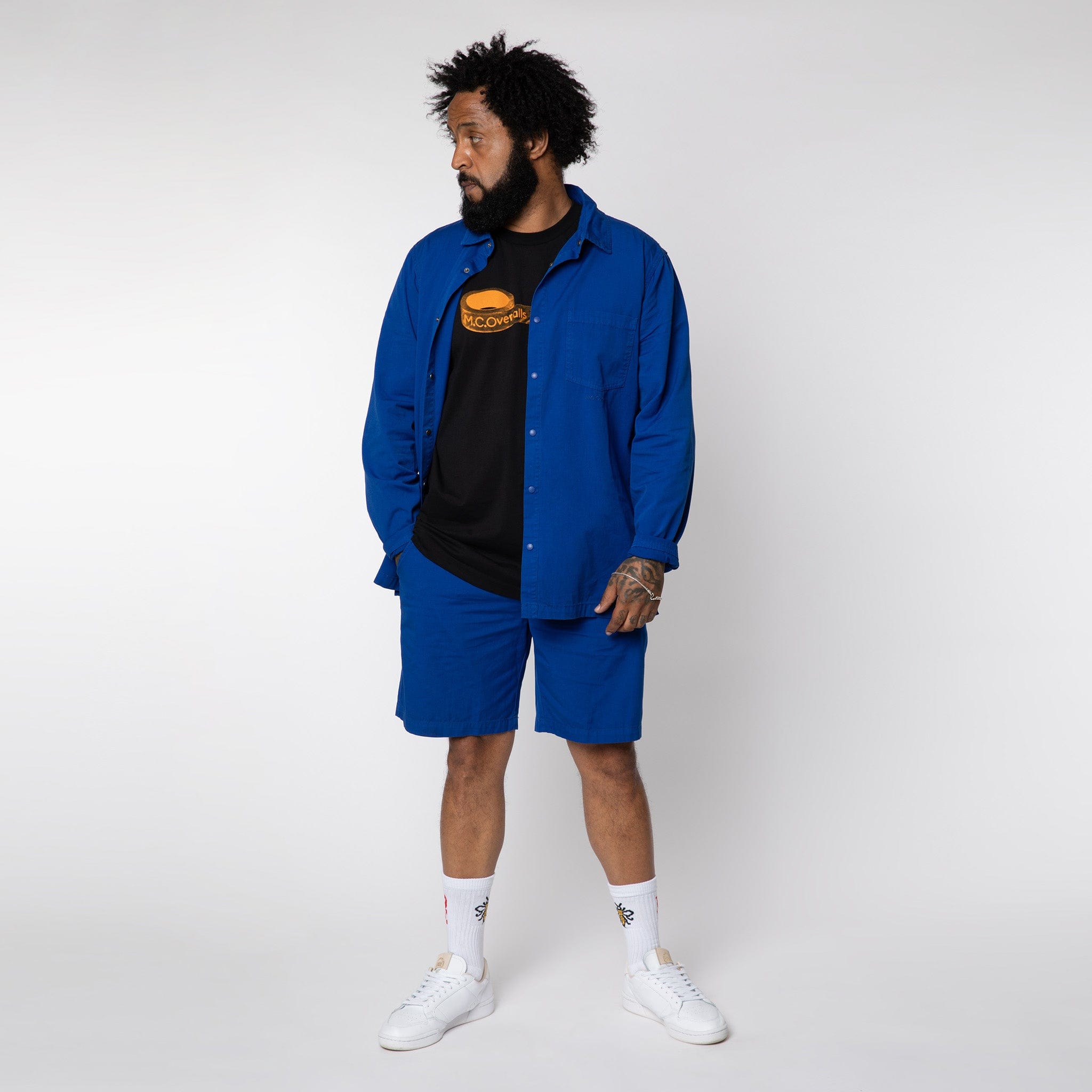 Lightweight Cotton Snap Shirt Royal Blue