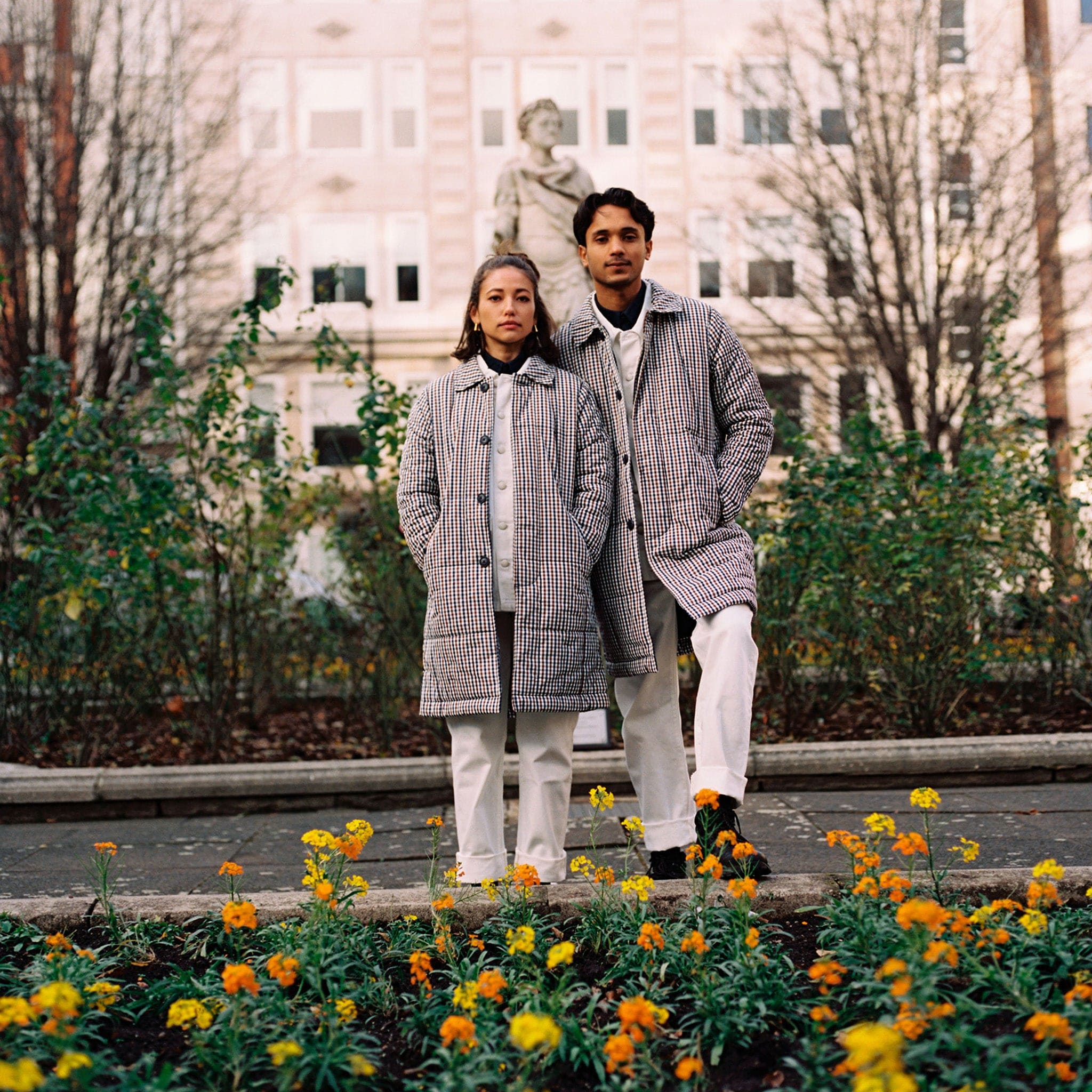 Padded Single Breasted Mac Coat Brown Check