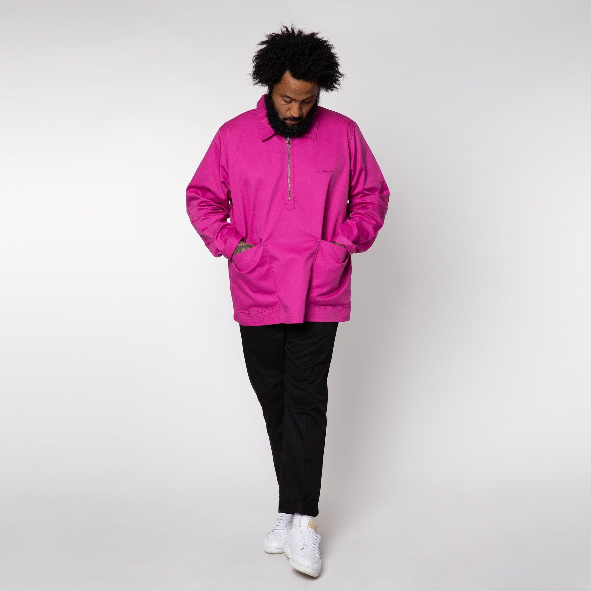 Half-Zip Utility Smock Fuchsia