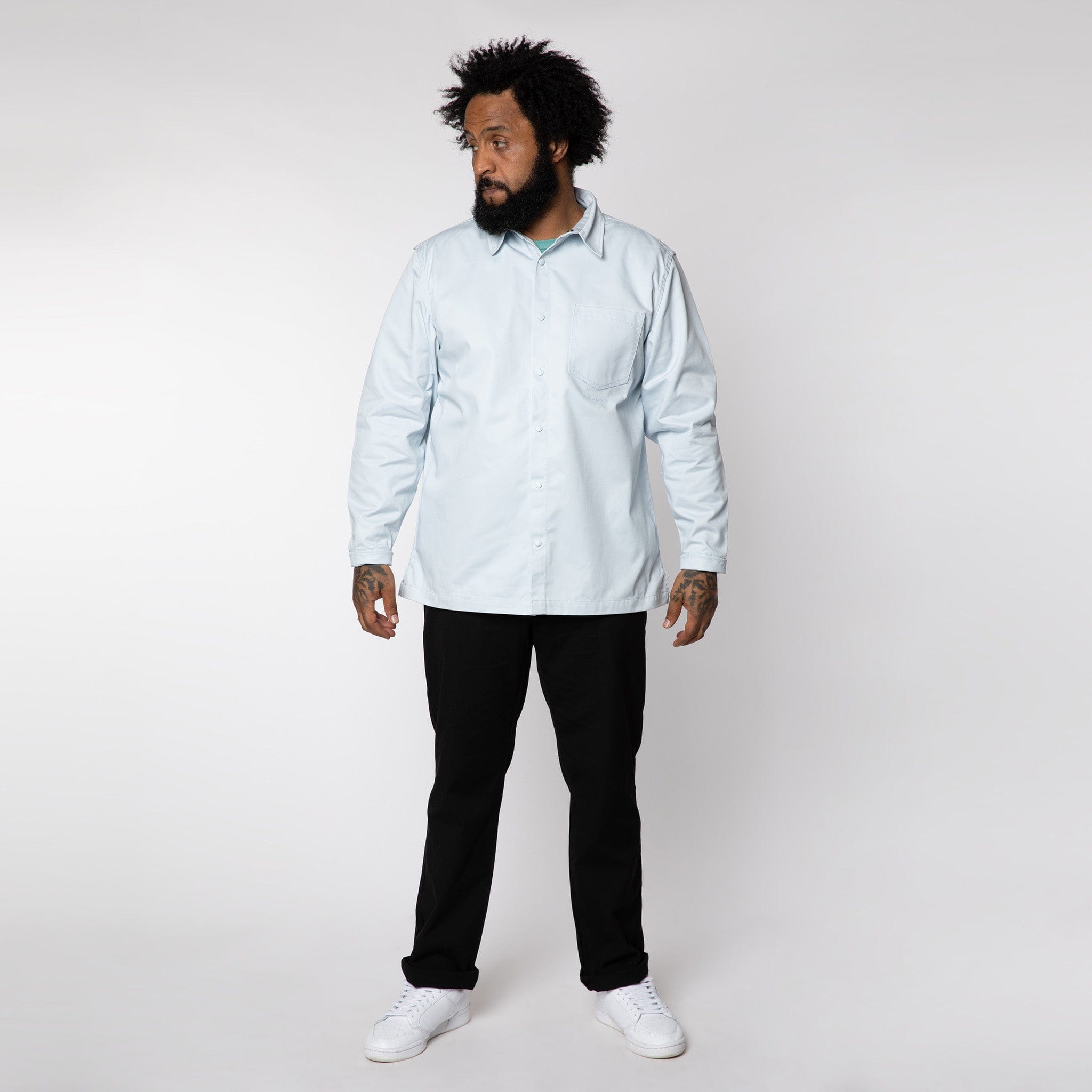 Relaxed Snap Button Shirt Illusion Blue