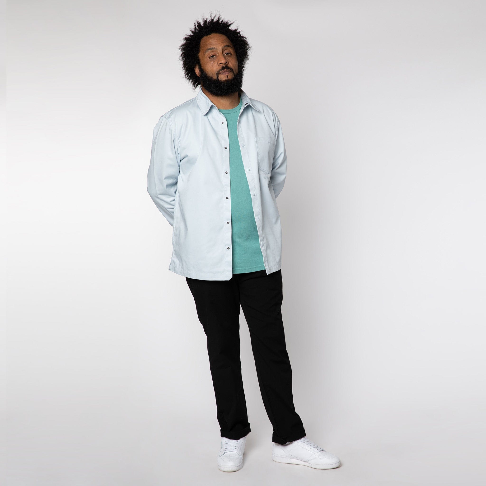 Relaxed Snap Button Shirt Illusion Blue
