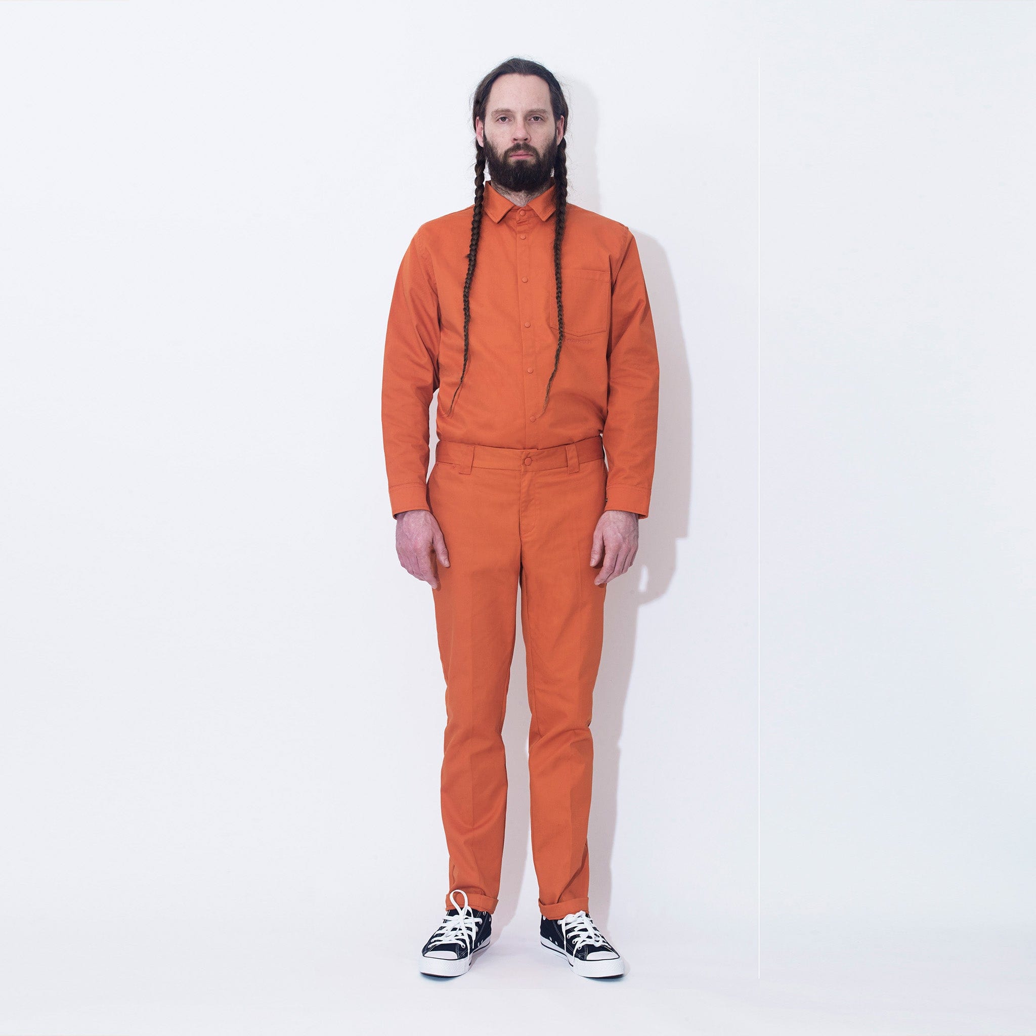 Relaxed Snap Button Shirt Orange