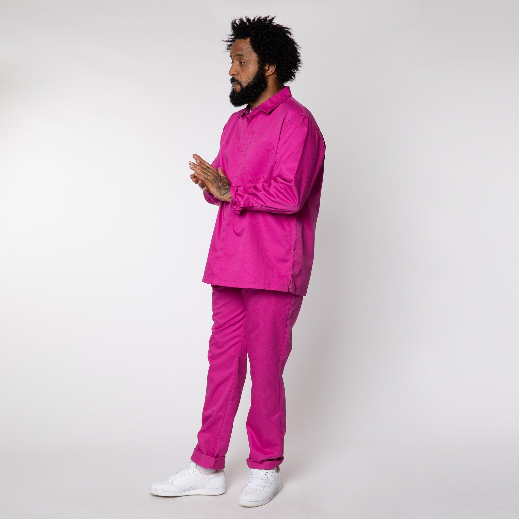 Relaxed Snap Button Shirt Fuchsia