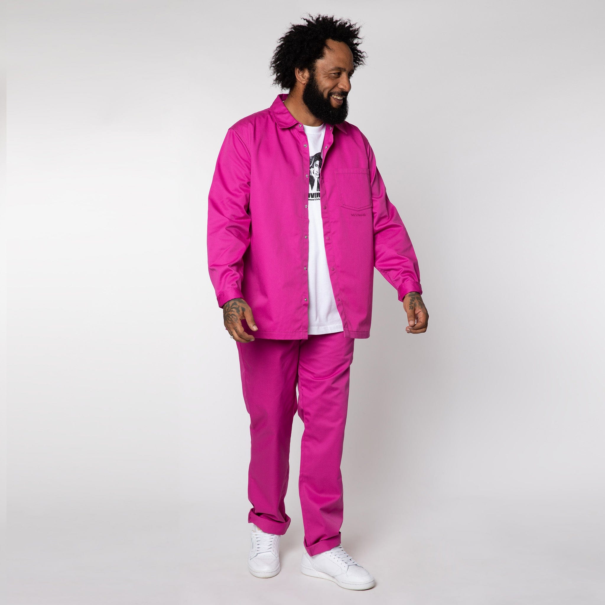 Relaxed Snap Button Shirt Fuchsia