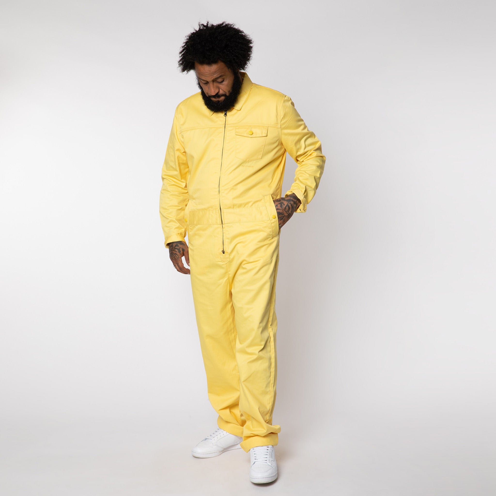 Collared Zip Overall Sherbet Yellow
