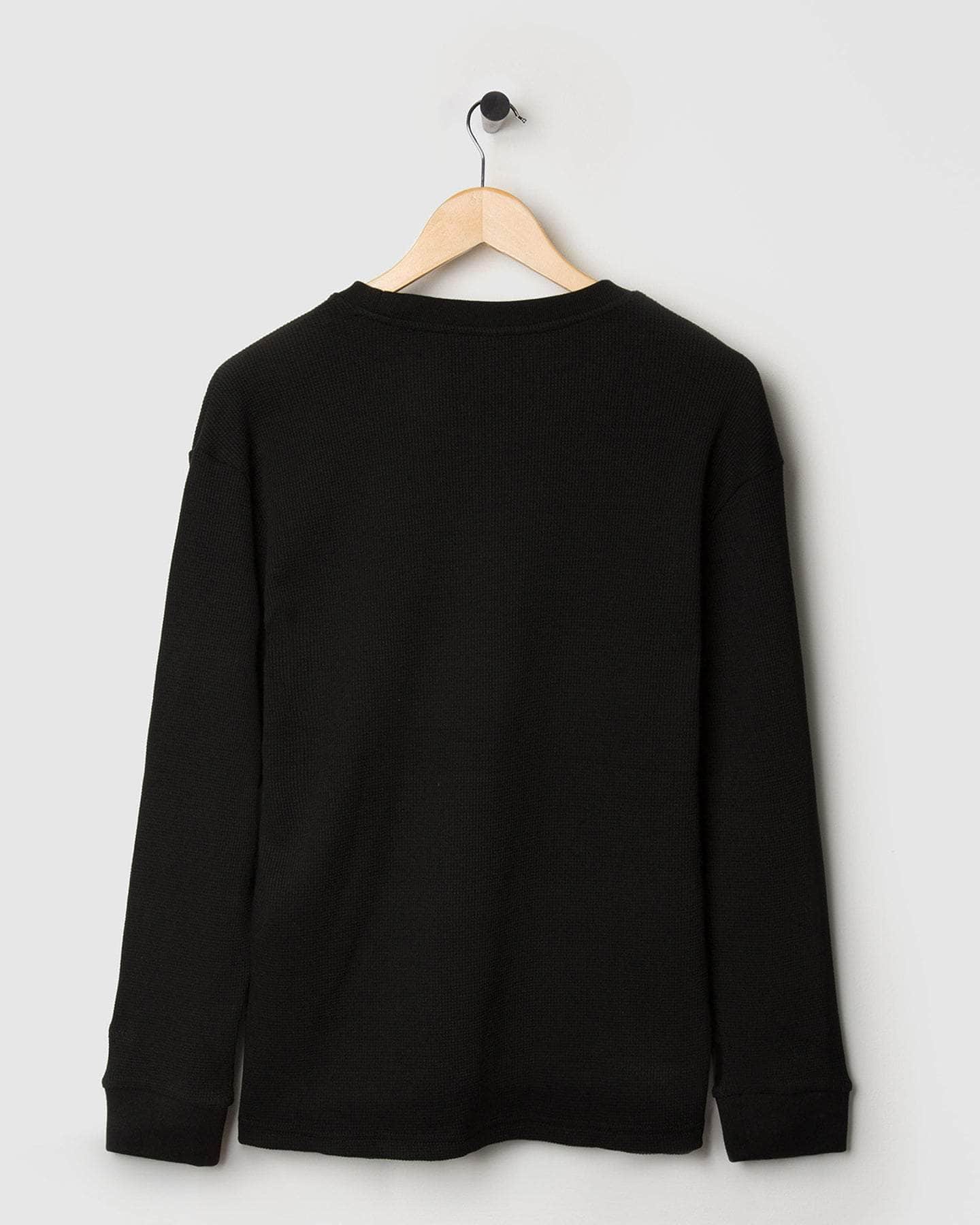 Waffle Jersey L/S T-Shirt Black