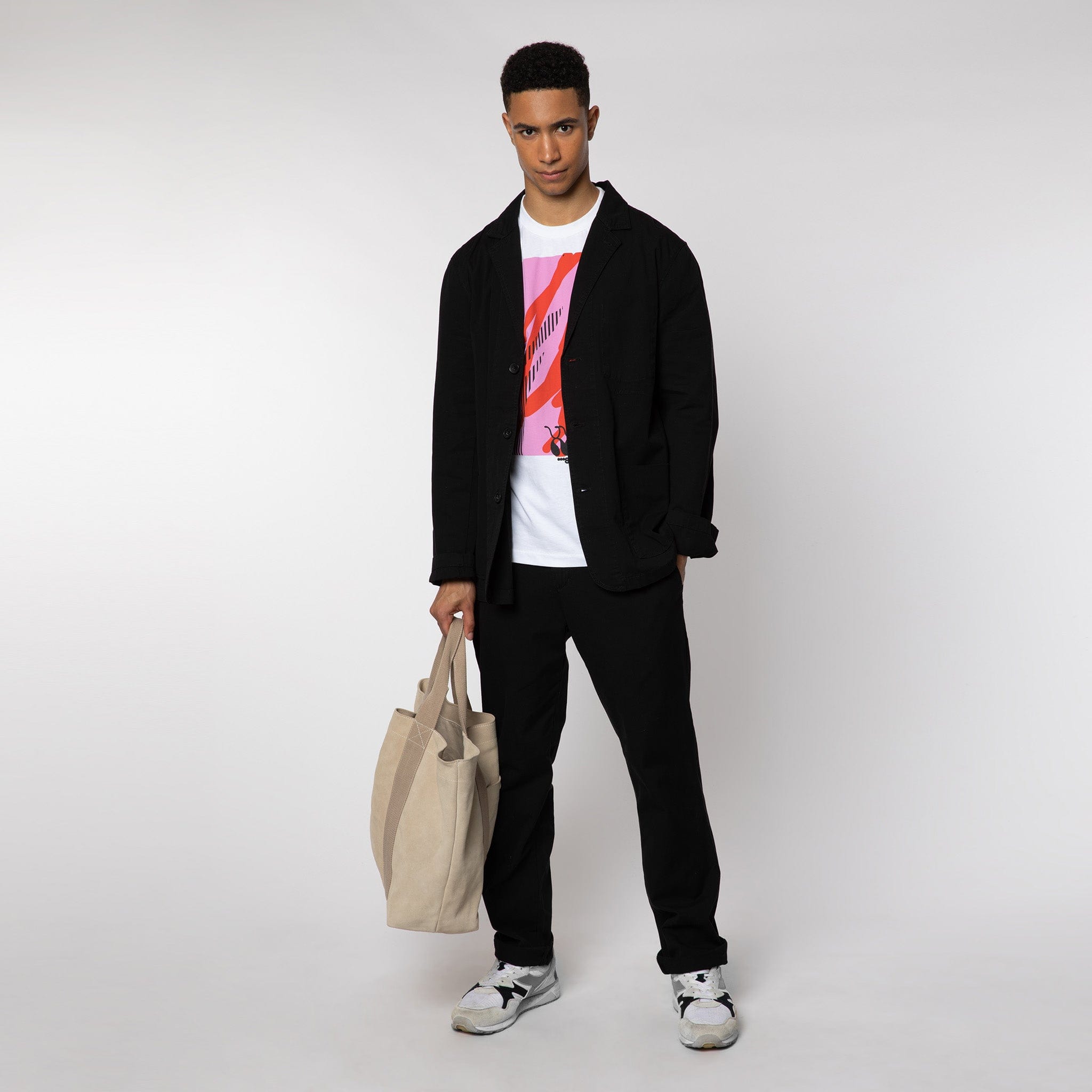 Pocket Tote Suede Leather Bag Oatmeal