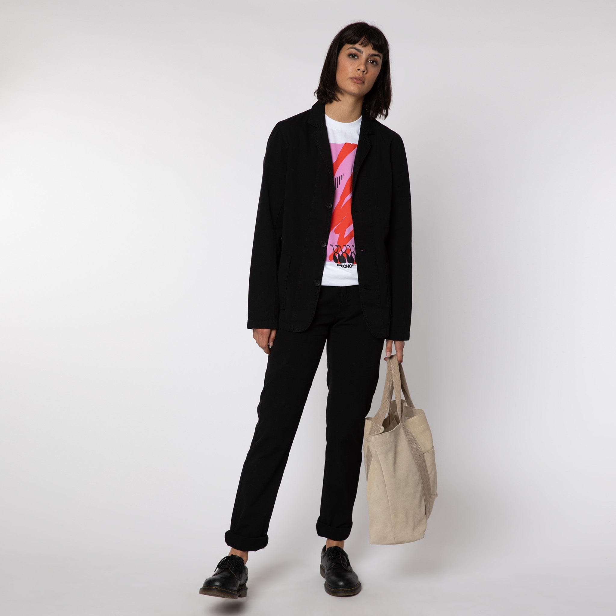 Pocket Tote Suede Leather Bag Oatmeal