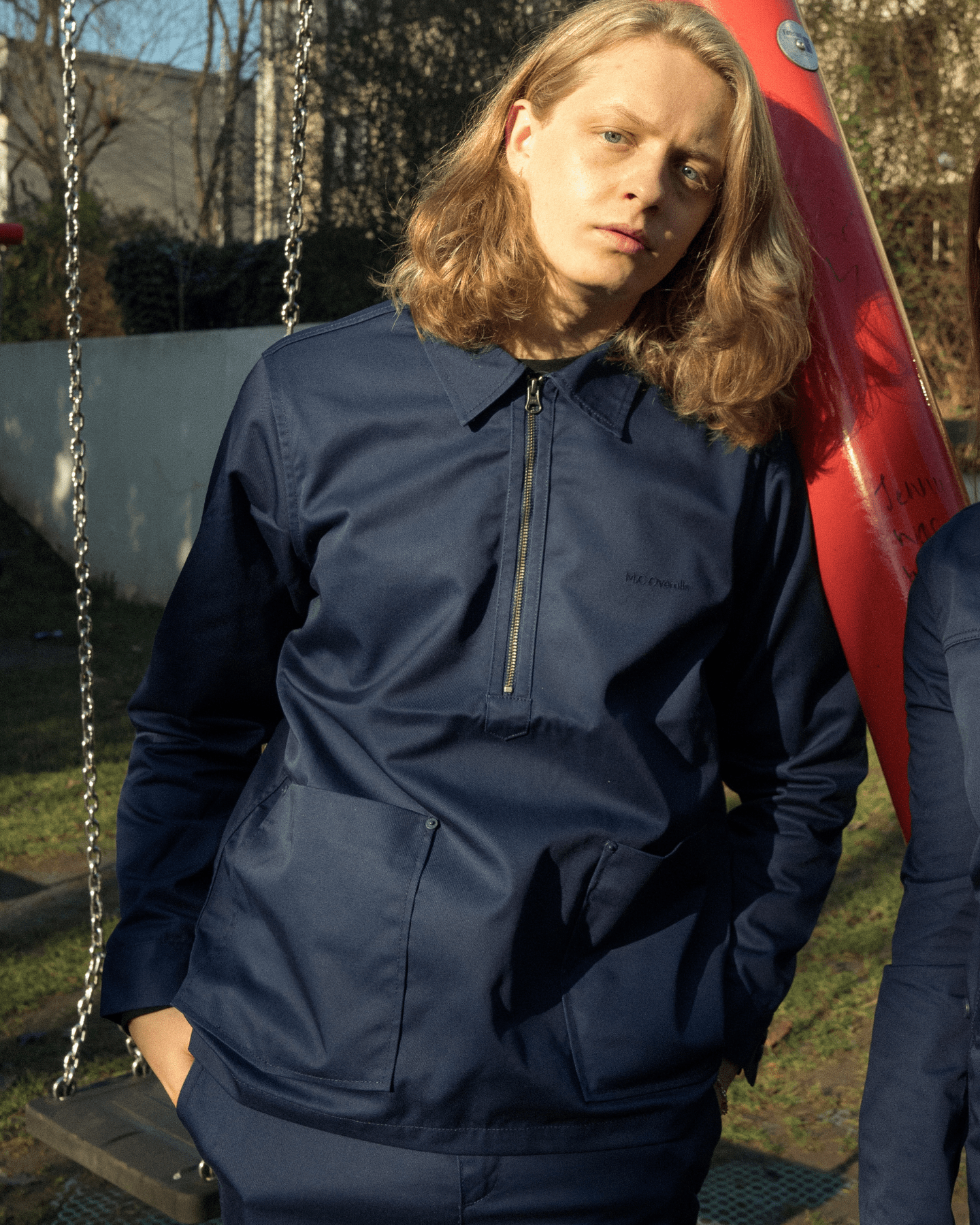 Half-Zip Utility Smock Navy