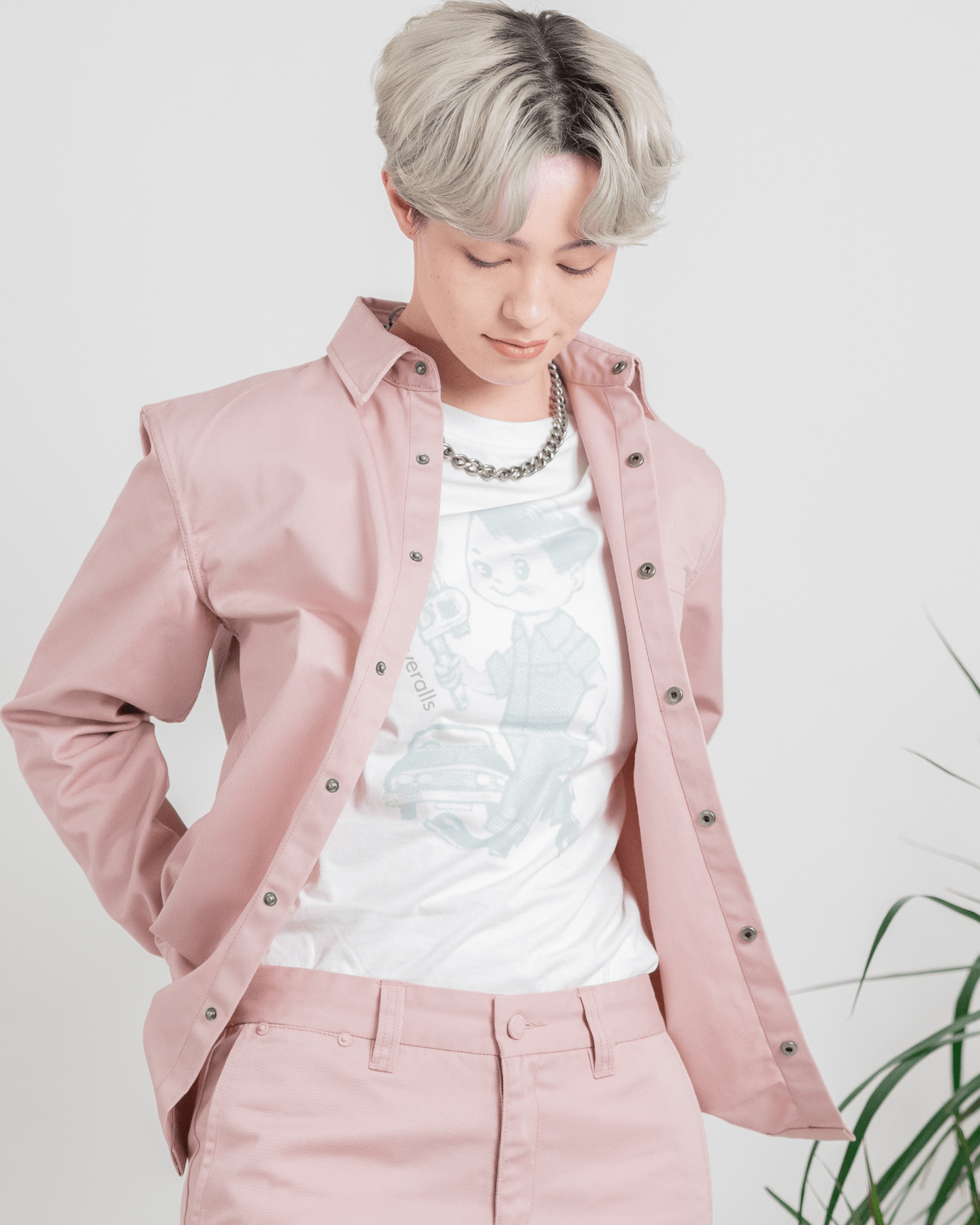 Relaxed Snap Button Shirt Dusty Pink