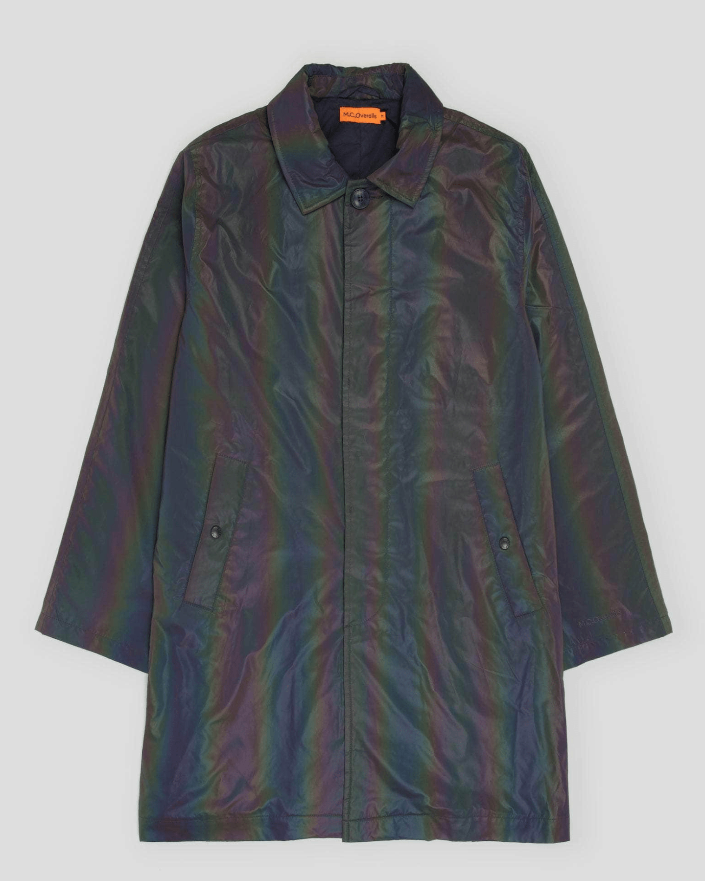 Reflective Single Breasted Mac Coat Dark Grey