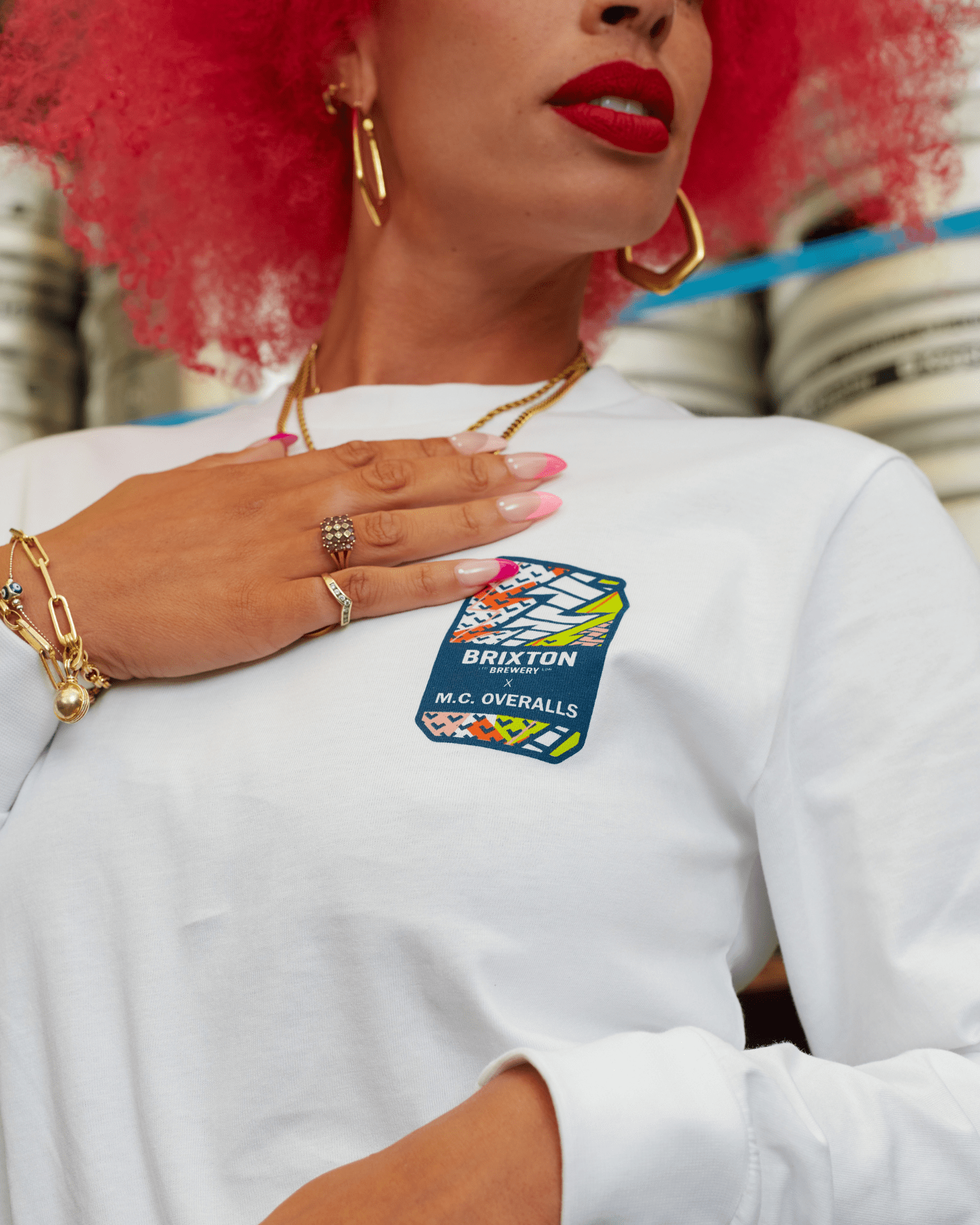 M.C.Overalls x Brixton Brewery L/S T-Shirt White