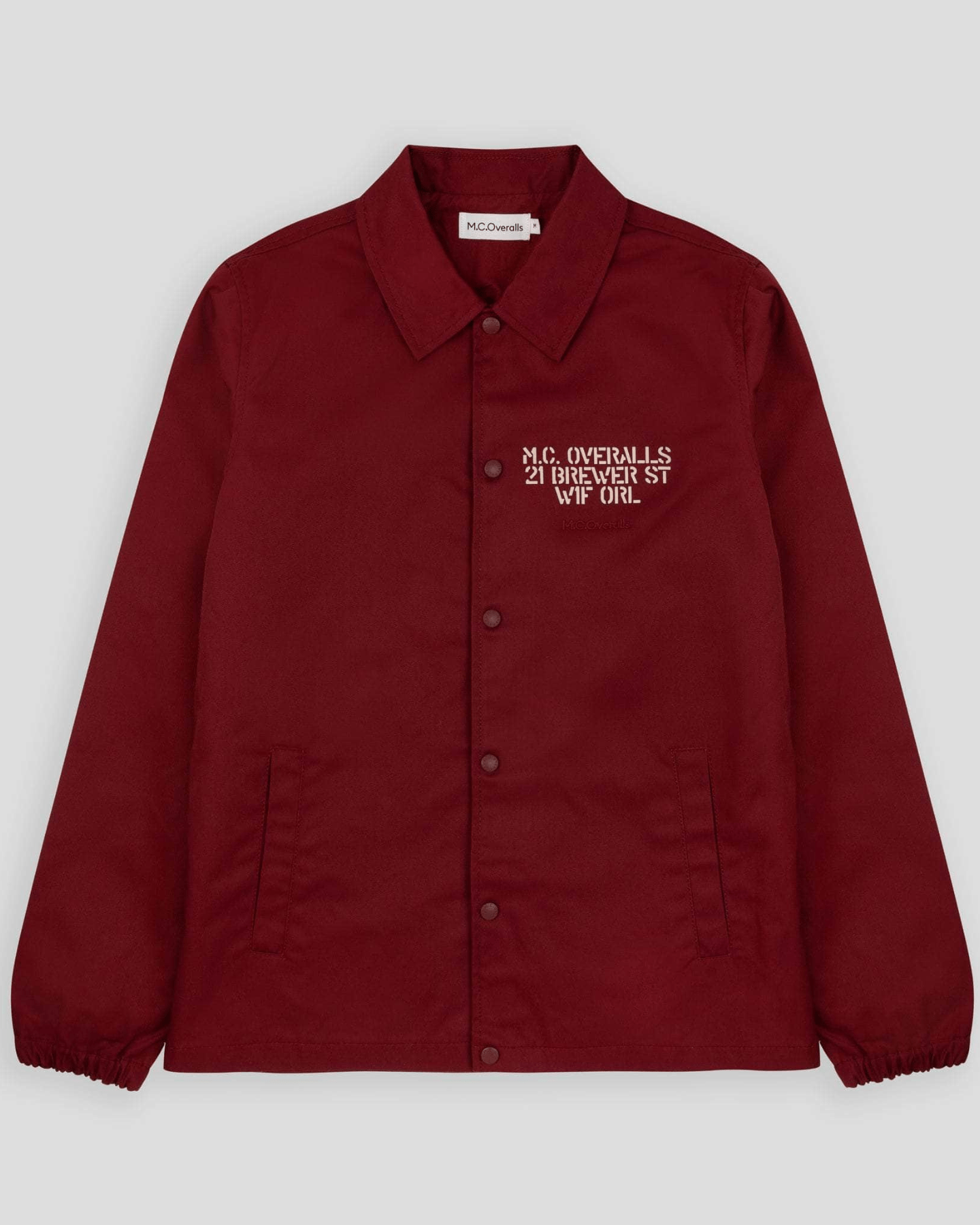 Spanner Boy Fitted Coach Jacket Burgundy (Oatmeal Print)