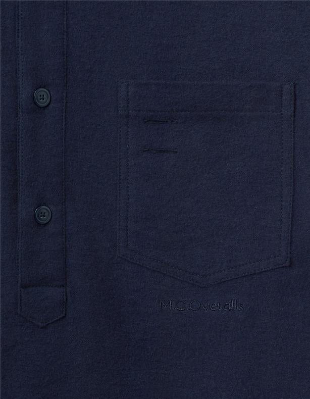 Flannel Pullover Collared Shirt Navy
