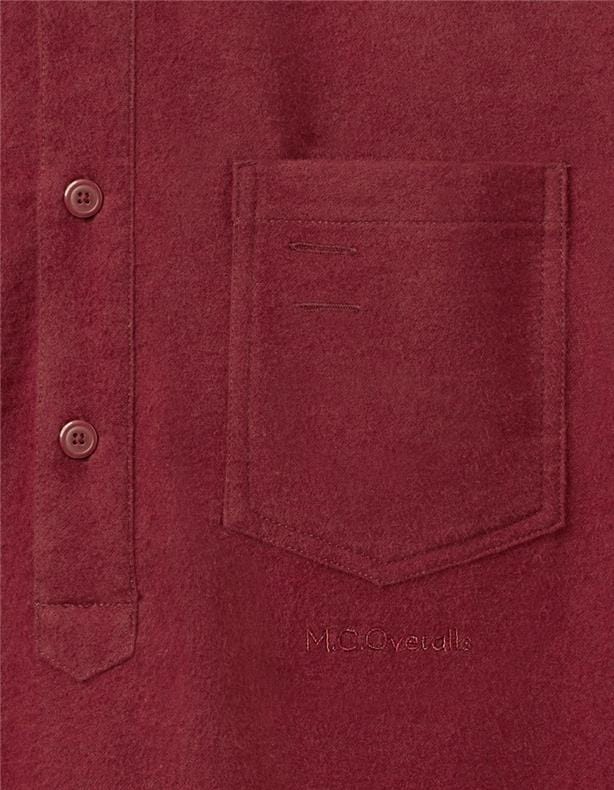Flannel Pullover Collared Shirt Burgundy