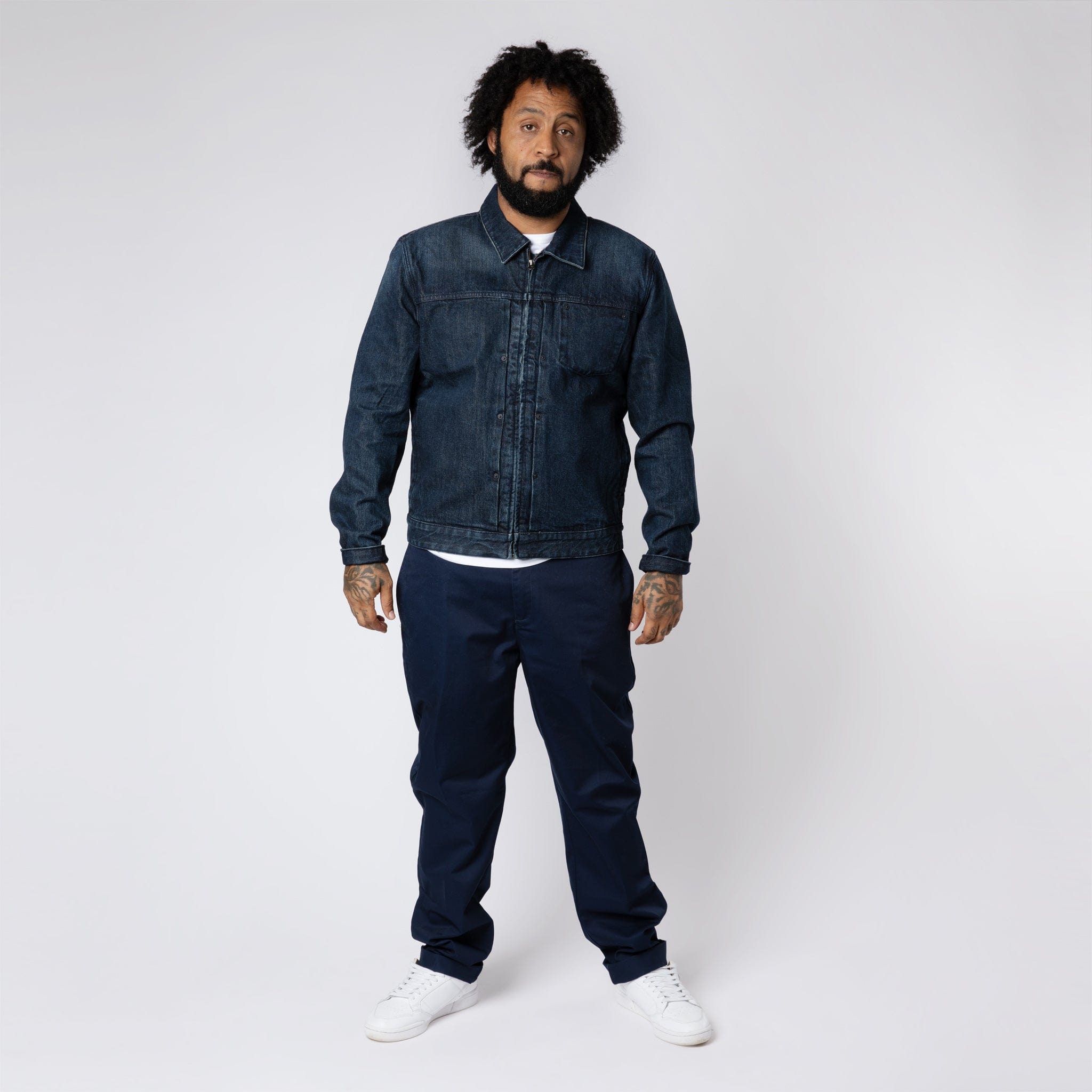 Classic Fit Denim Zip Jacket Indigo Wash