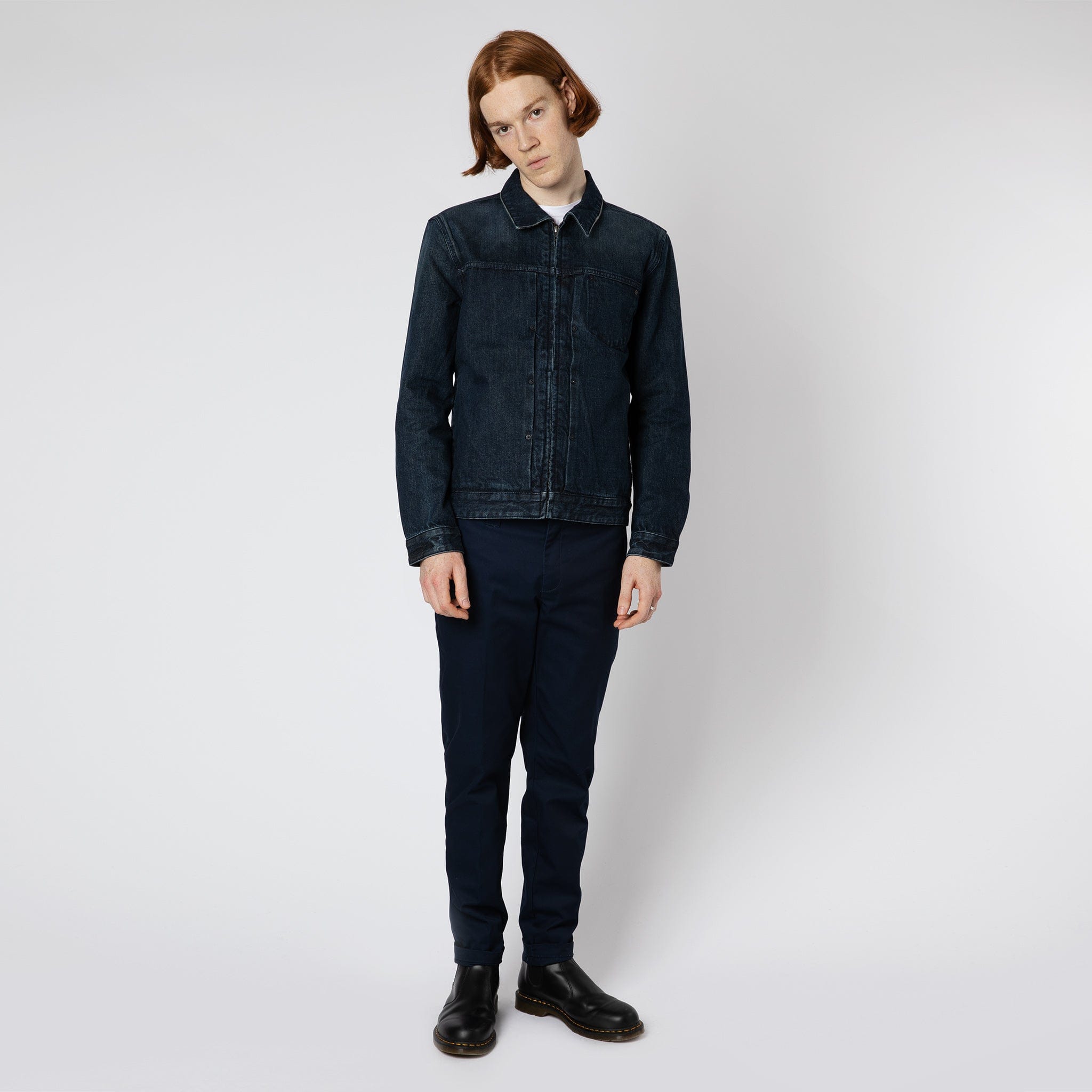 Classic Fit Denim Zip Jacket Indigo Wash