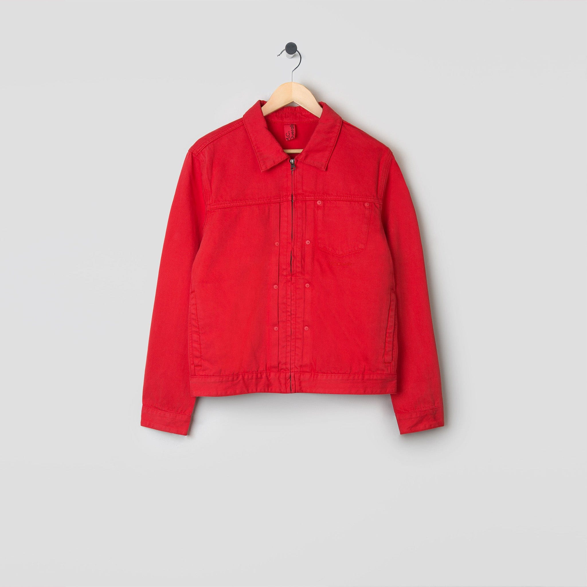 Classic Fit Denim Zip Jacket Red