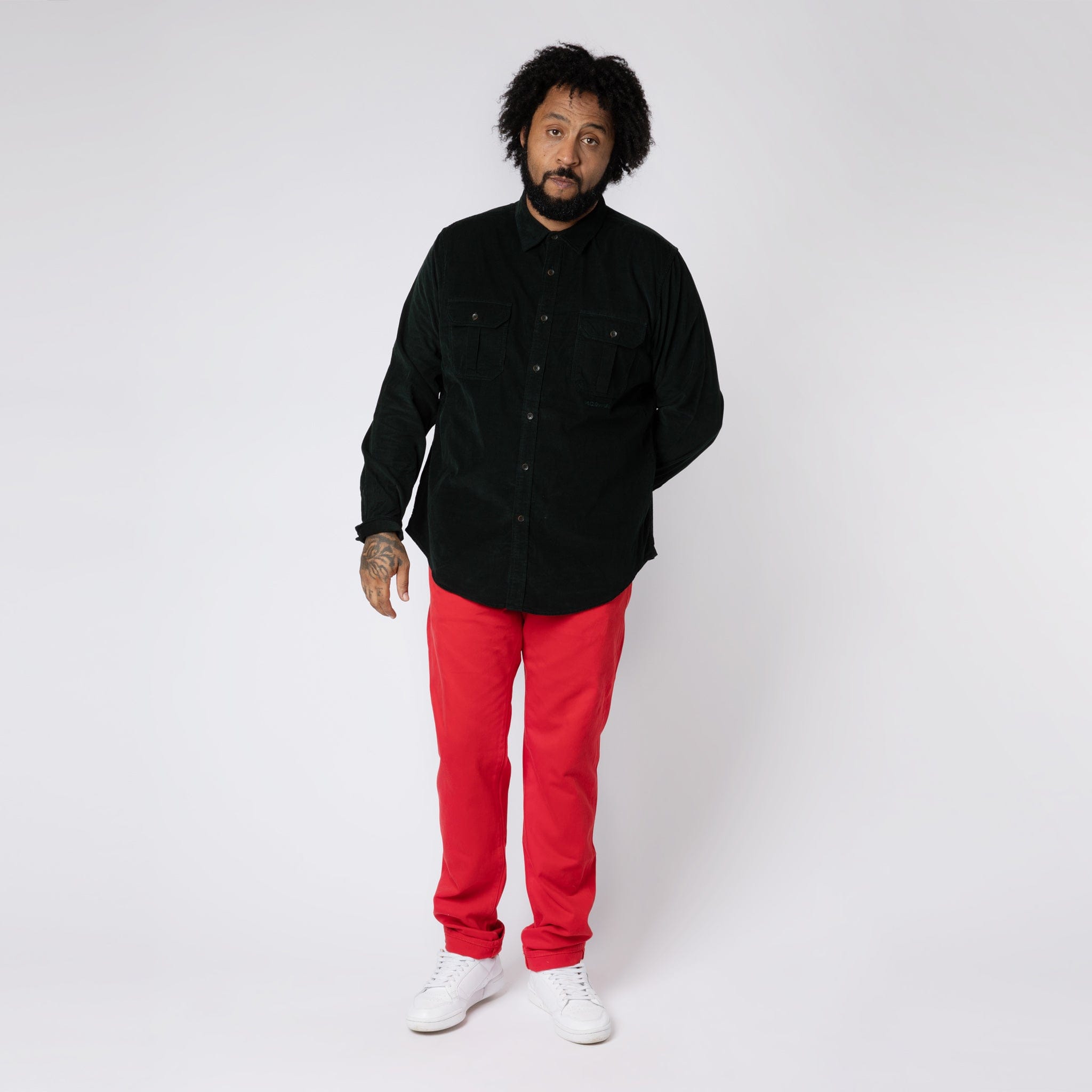 Corduroy Button Down Shirt Deep Teal