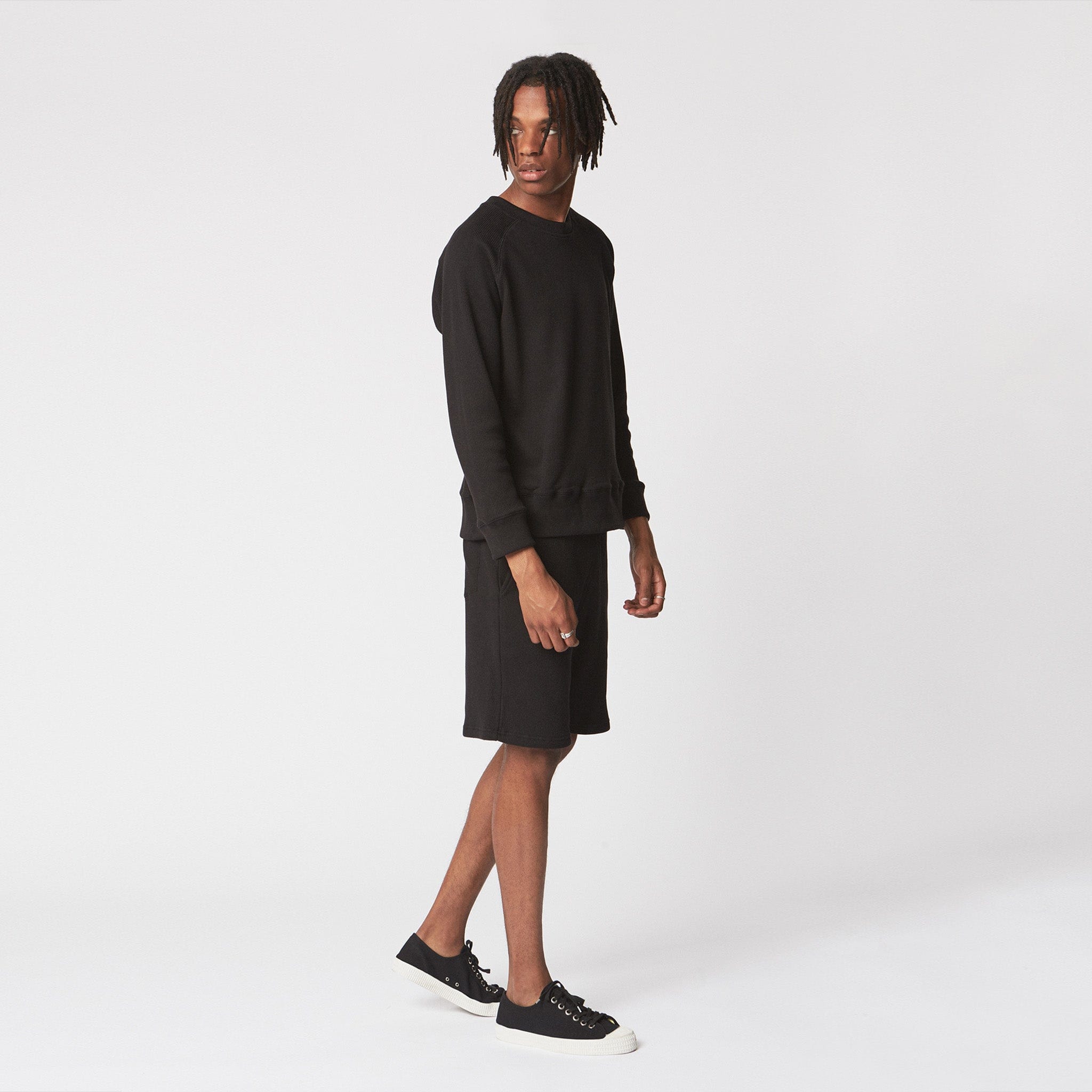 Double Waffle Jersey Shorts Black