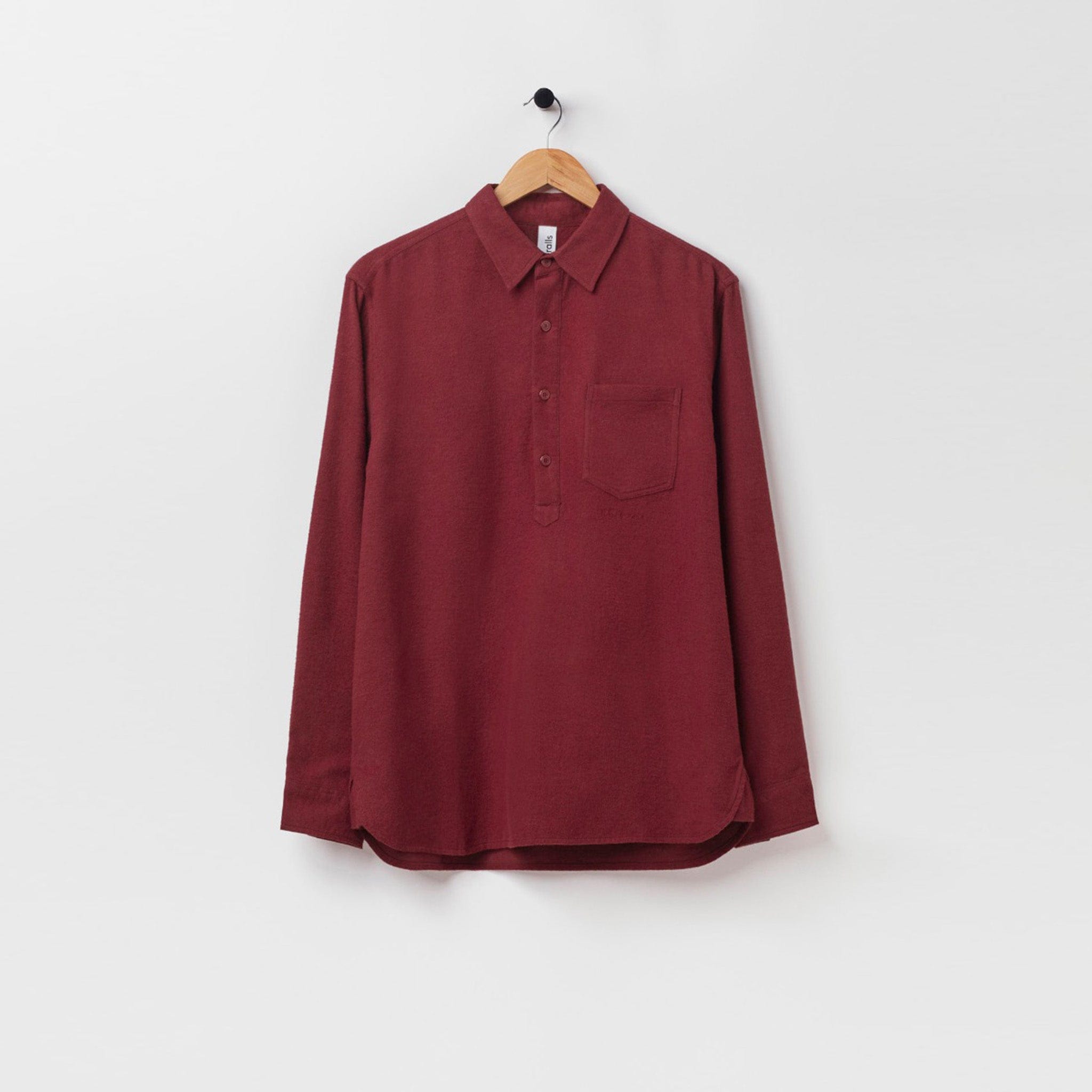 Flannel Pullover Collared Shirt Burgundy